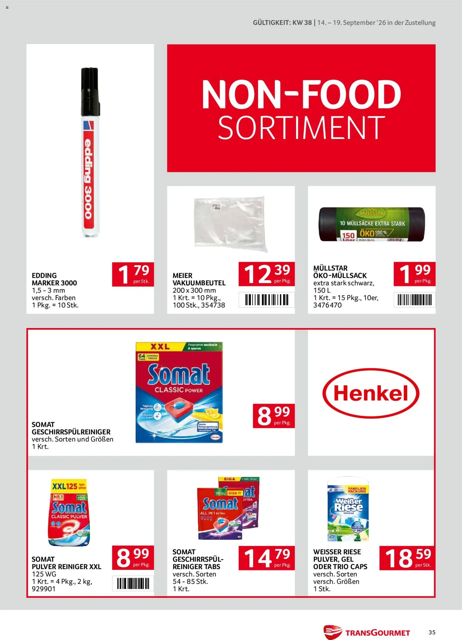 Transgourmet Zustellaktion gültig ab 14.09.2026 | Seite: 35 | Produkte: Müllsäcke
