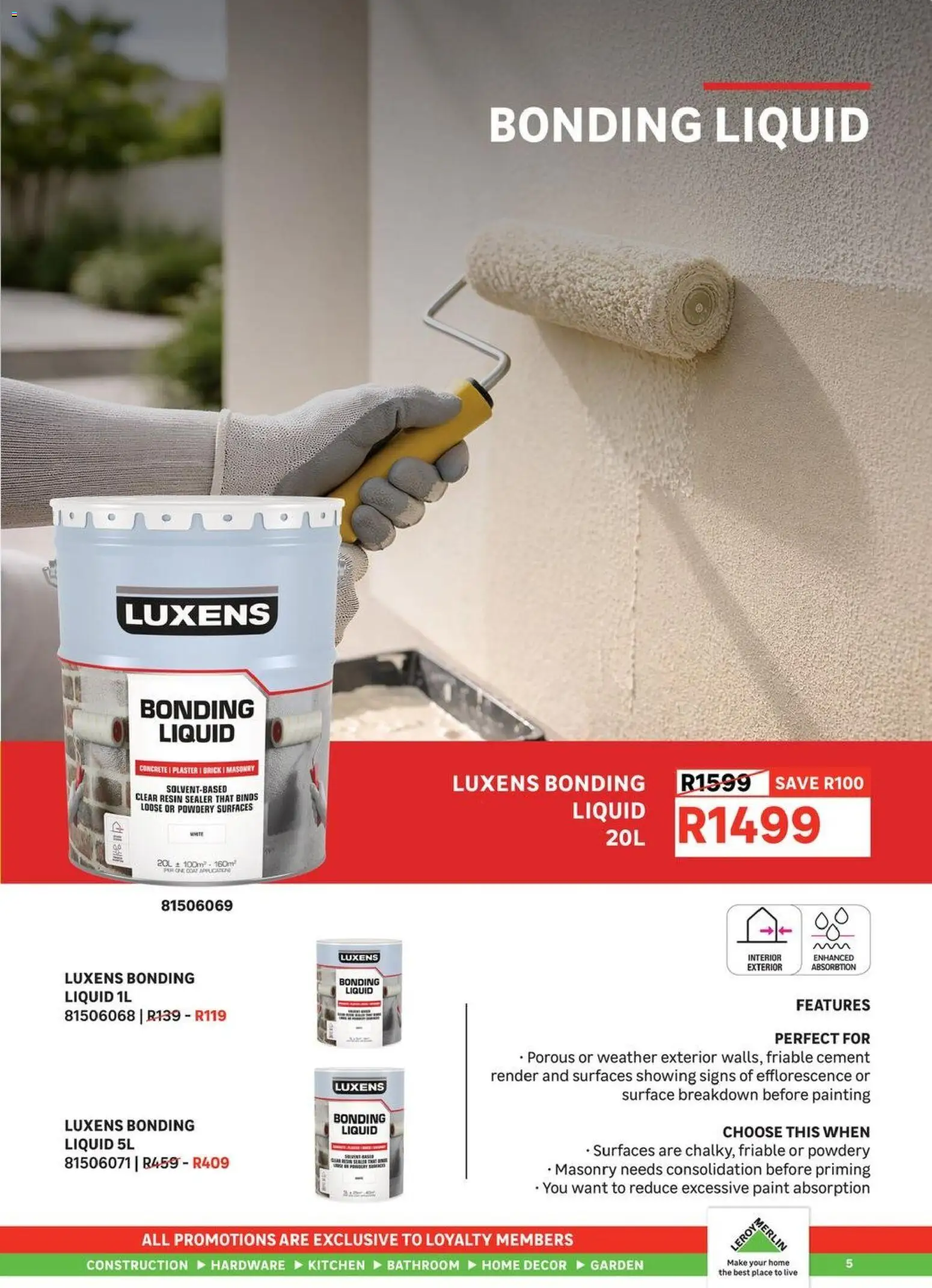 New Leroy Merlin catalogue – valid from 15.05.2026 | Page: 5 | Products: Paint, Plaster, Bonding liquid, Cement