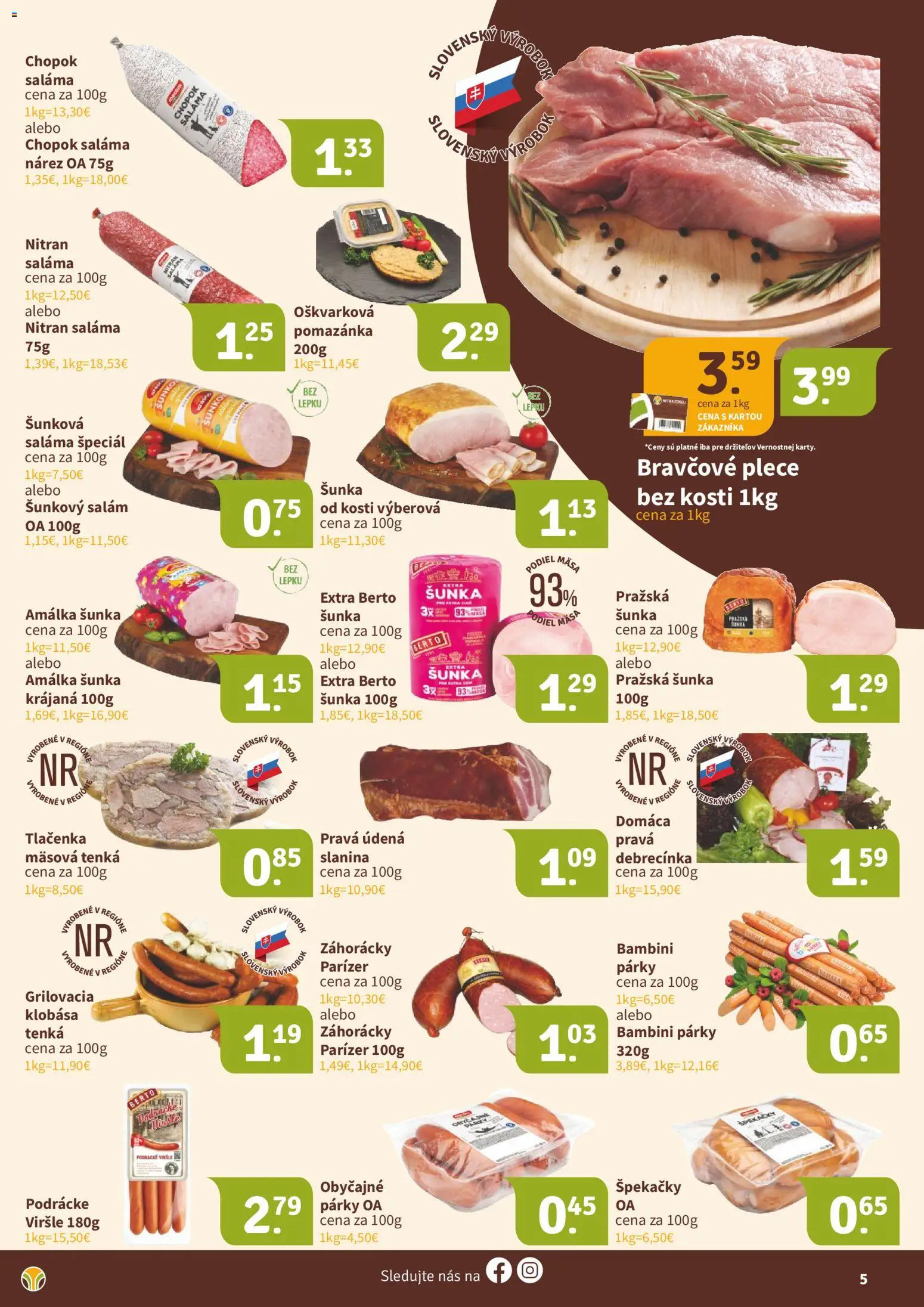 Nové Nitrazdroj akcie – leták je platný od 17.04.2026 | Strana: 5 | Produkty: Saláma, Slanina, Klobása, Párky