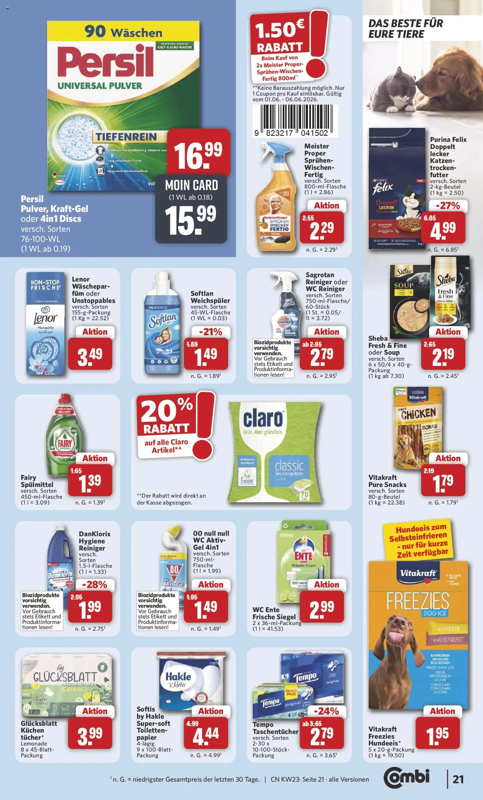 Combi Prospekt – gültig ab 01.06.2026 | Seite: 21 | Produkte: Lenor, Tempo, Kuchen, Ente