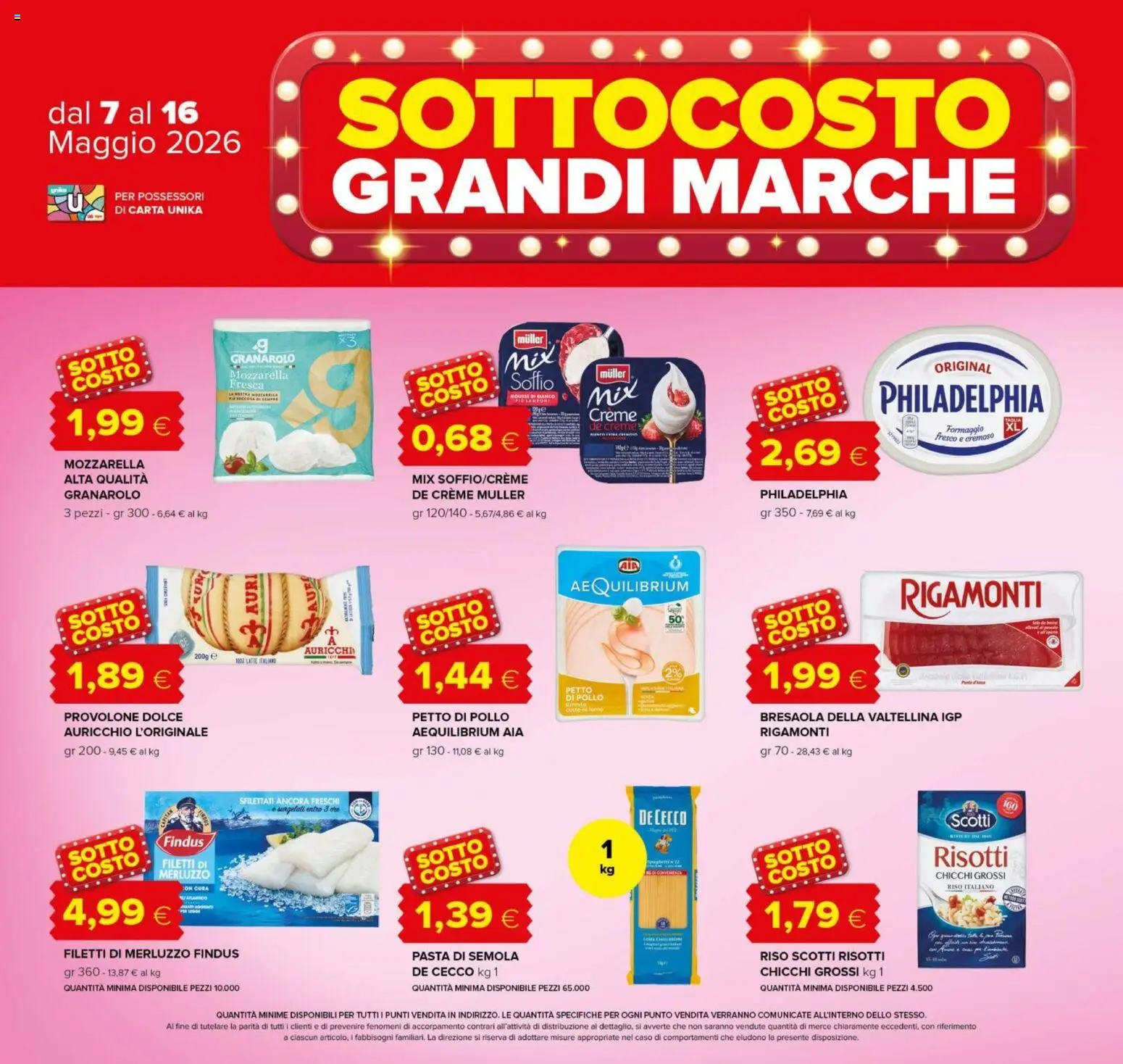 Volantino Oasi del 07.05.2026 | Pagina: 2 | Prodotti: Petto di Pollo, Riso, Merluzzo, Pasta