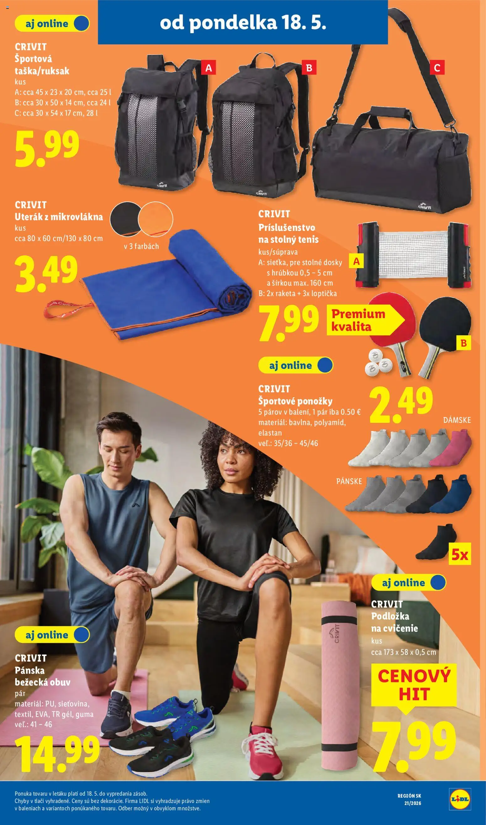 Nové Lidl akcie – leták je platný od 18.05.2026 | Strana: 47 | Produkty: Uterák, Raketa, Ponožky