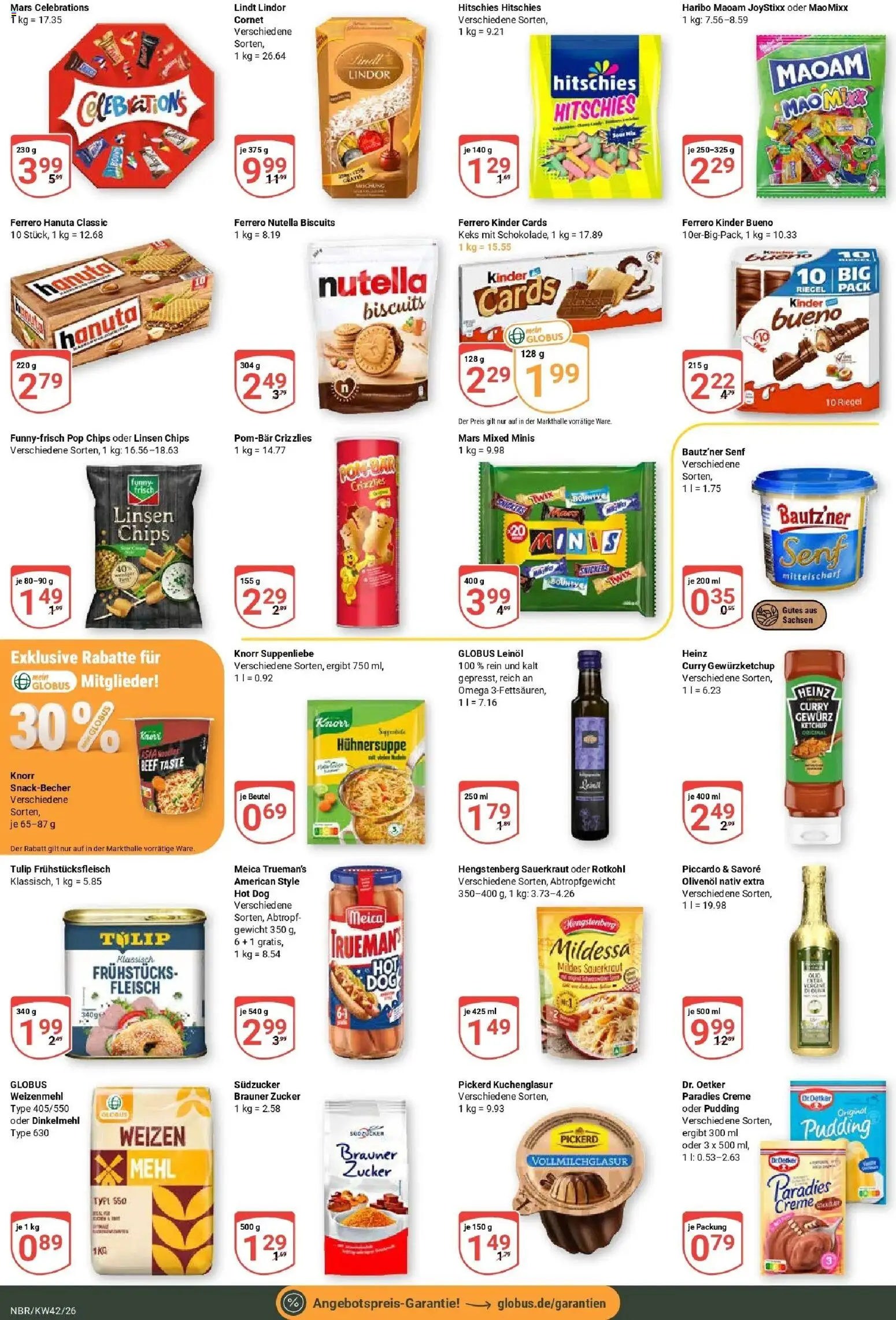 Globus Prospekt Neubrandenburg (ab 12.10.2026) » Angebote online | Seite: 16 | Produkte: Leinöl, Weizenmehl, Nutella, Lindt