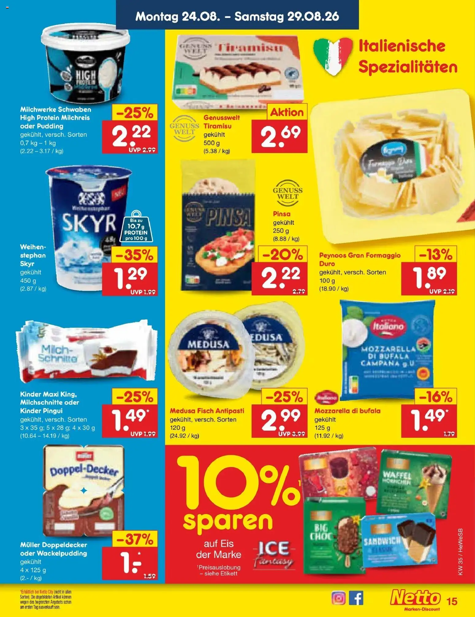 Netto Marken-Discount Prospekt Hamburg (ab 24.08.2026) » Angebote | Seite: 23 | Produkte: Milch, Pudding, Fisch, Eis