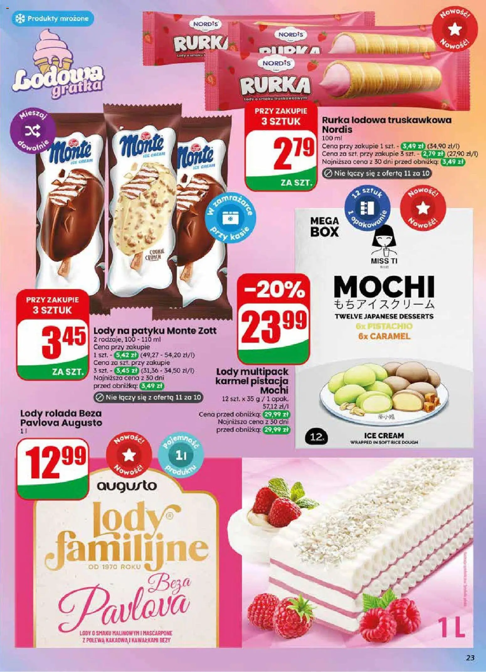 Dino gazetka od 20.05.2026 | Strona: 23 | Produkty: Rolada, Lody na patyku, Mascarpone, Lody
