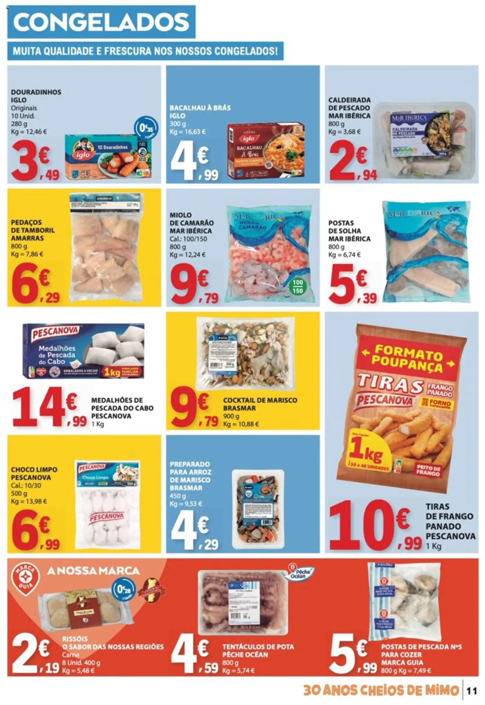E.Leclerc folheto │ válido de 13/08/2026 | Página: 11 | Produtos: Bacalhau, Camarão, Tamboril, Carne