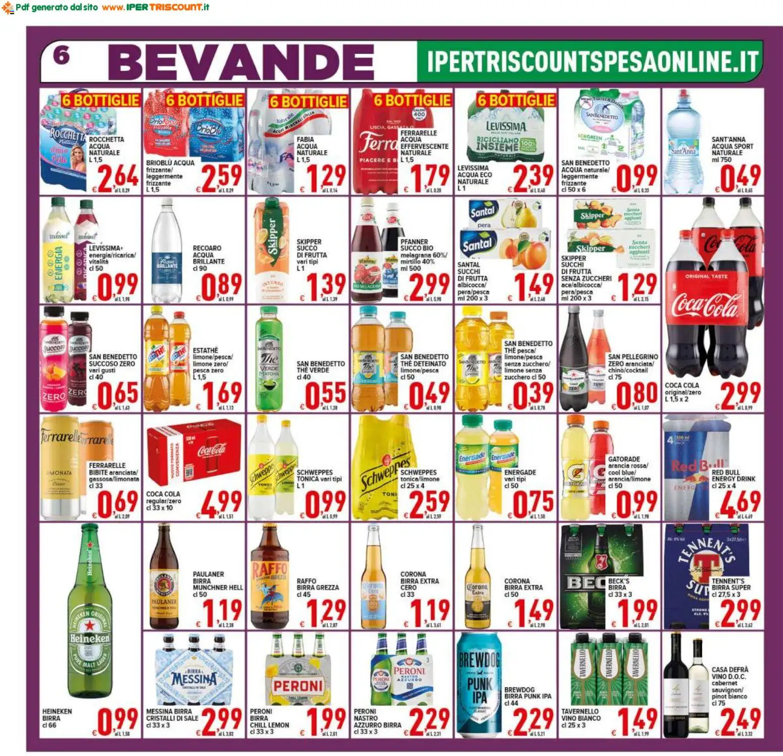 Volantino Ipertriscount del 20.05.2026 | Pagina: 6 | Prodotti: Tennent's, Birra, Vino bianco, Coca Cola