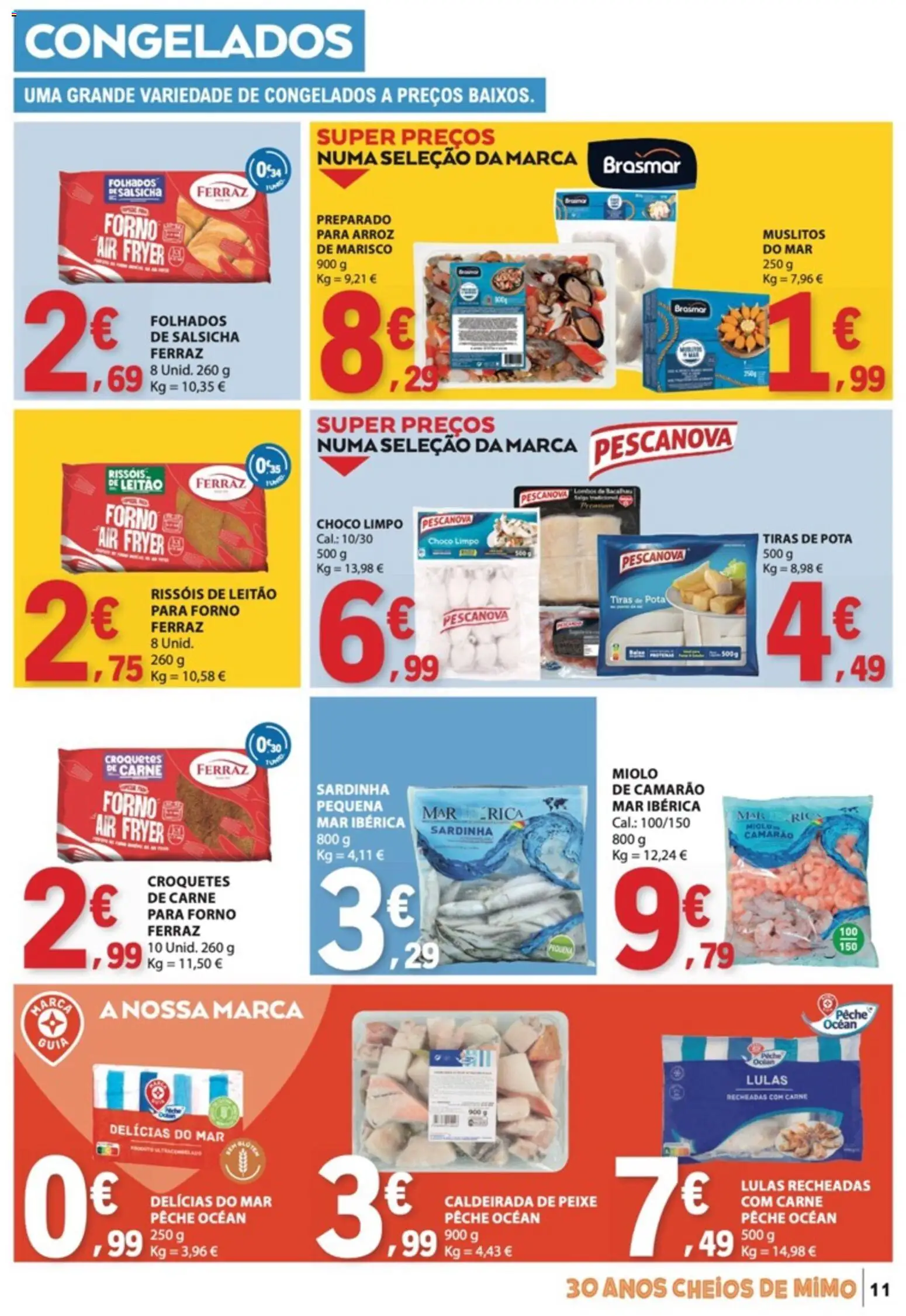E.Leclerc folheto │ válido de 07.05.2026 | Página: 11 | Produtos: Caldeirada de peixe, Air fryer, Salsicha, Arroz