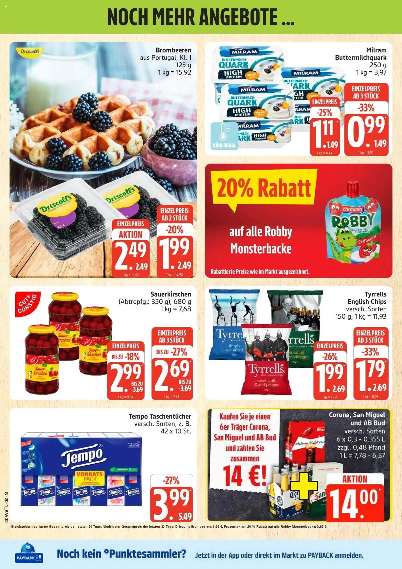 Marktkauf Prospekt Buxtehude (ab 03.08.2026) » Angebote online | Seite: 20 | Produkte: Buttermilch, Taschentücher, Kirschen, Milram