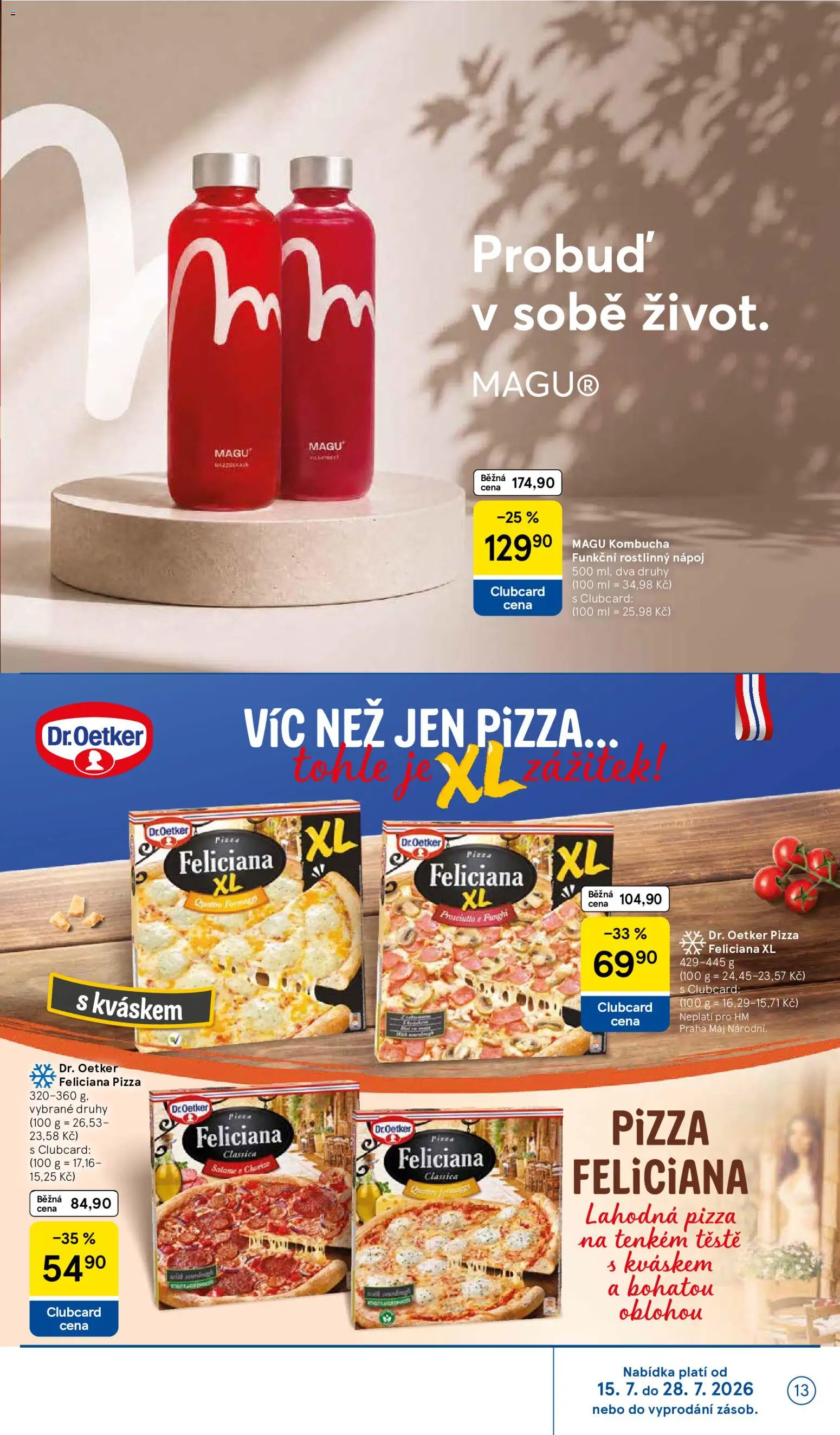 Tesco leták - Hypermarket od 15.07.2026 | Strana: 13 | Produkty: Kombucha, Pizza, Pizza Dr. Oetker, Chorizo