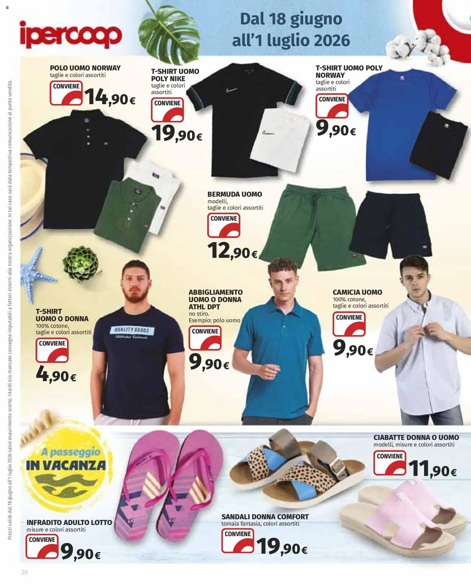 Volantino Ipercoop del 18.06.2026 | Pagina: 30 | Prodotti: Camicia, Sandali, Ciabatte, Data