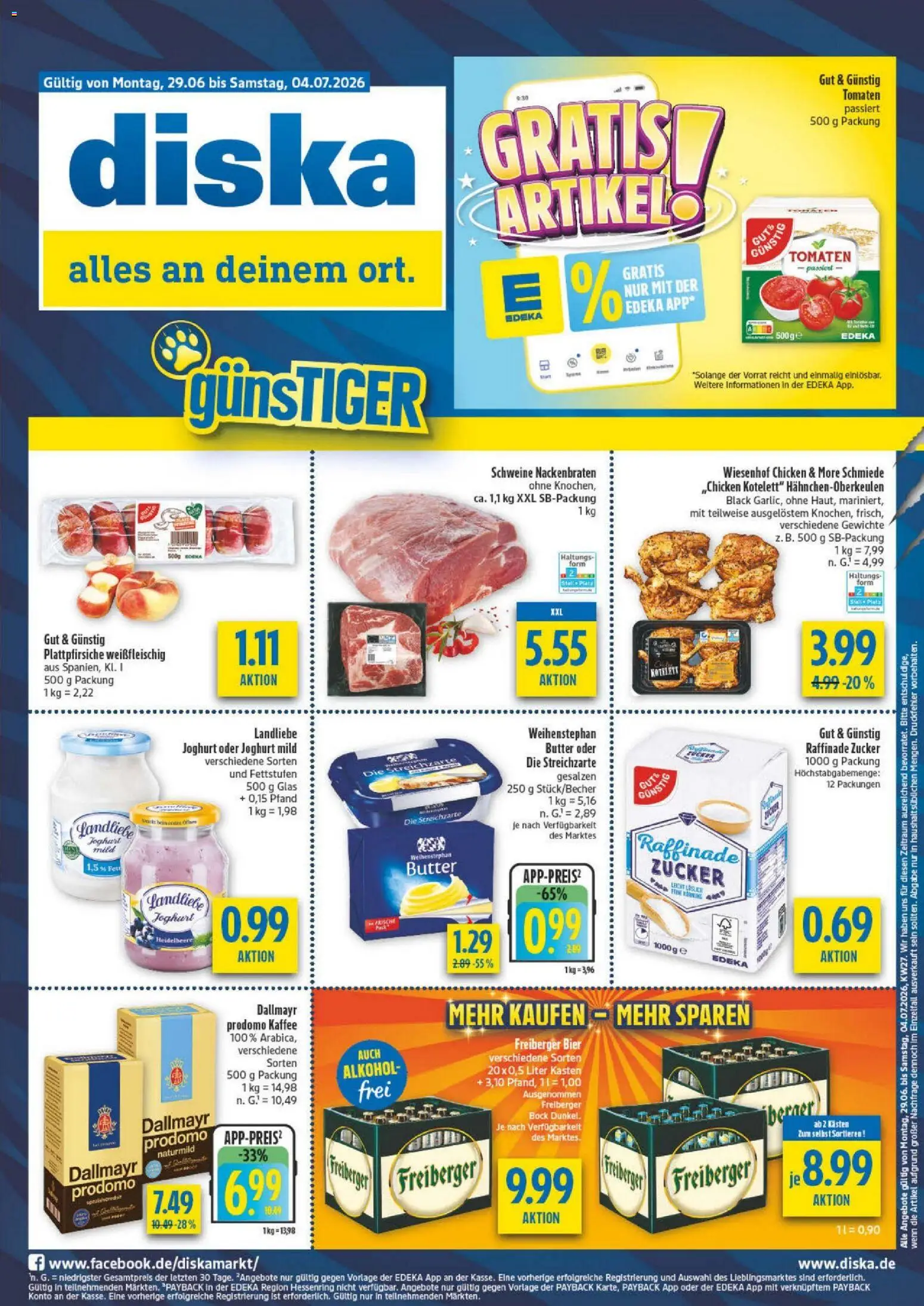 Diska - Diska Angebote Sachsen-Thüringen KW27 – gültig ab 29.06.2026 | Seite: 5 | Produkte: Butter, Joghurt, Dallmayr, Zucker