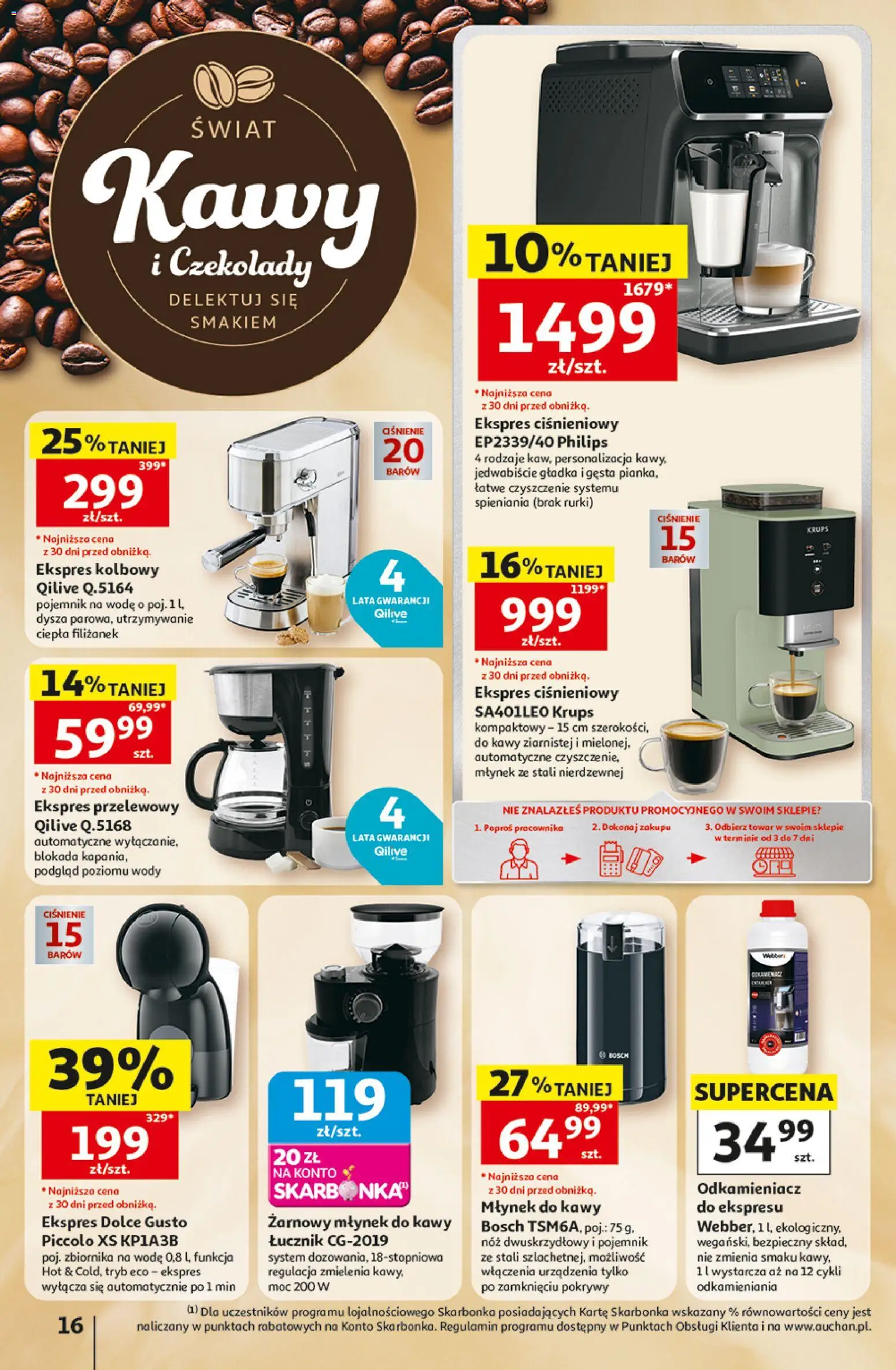 Auchan gazetka - Hipermarket od 22.10.2026 | Strona: 16 | Produkty: Czekolady, Młynek, Dolce Gusto, Młynek do kawy