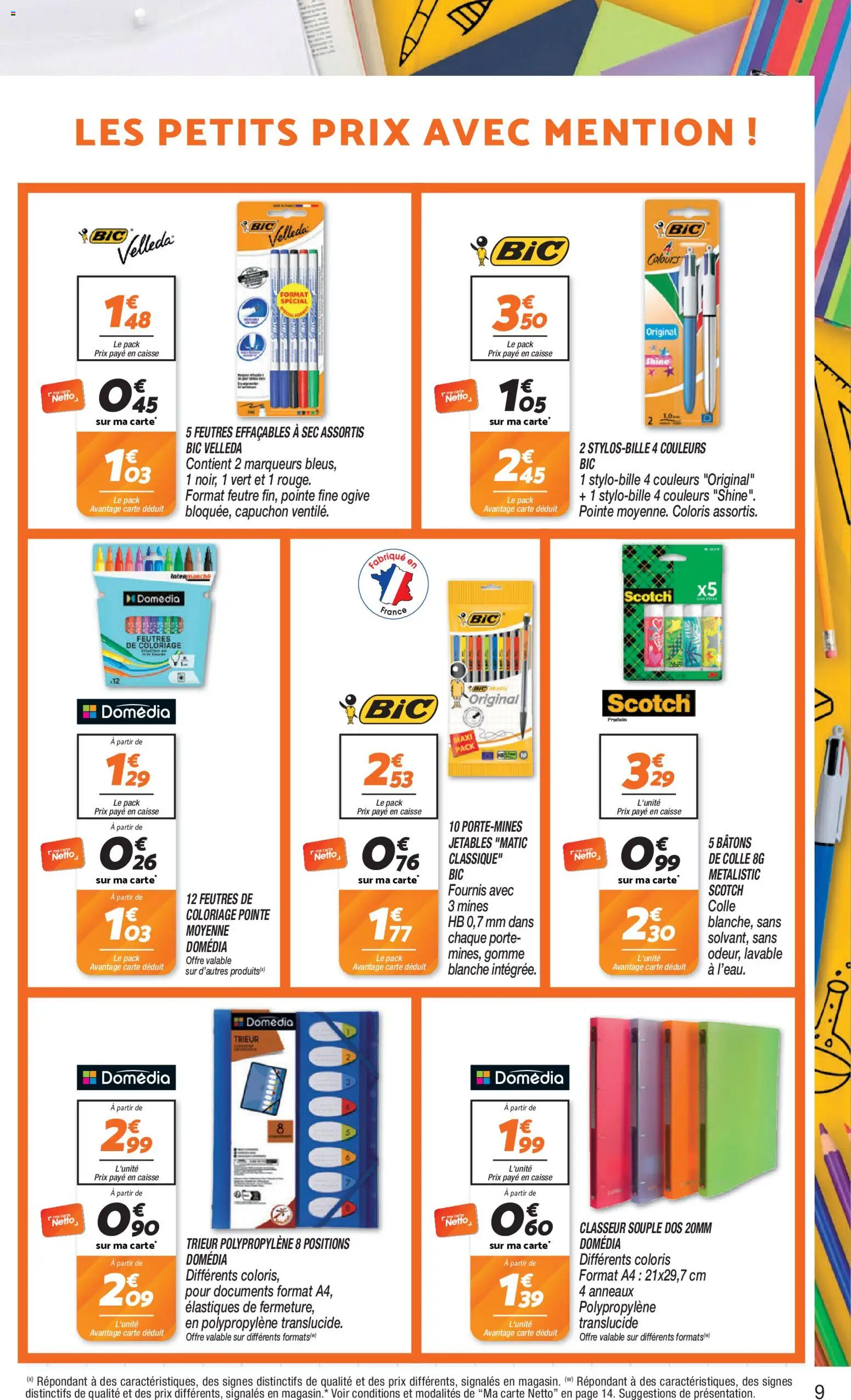 {H1} | Page: 9 | Produits: Coloriage, Porte, Colle, Élastiques