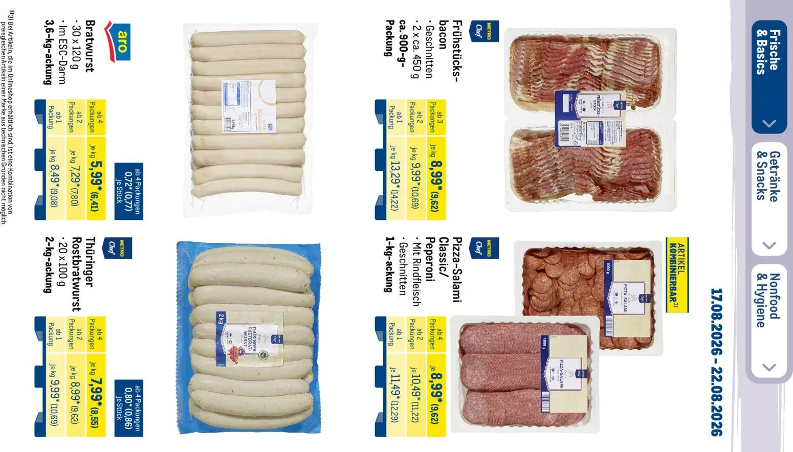 Metro NonFood-Angebote – gültig ab 17.08.2026 | Seite: 43 | Produkte: Bratwurst, Wurst, Rindfleisch