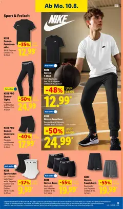 NIKE Damen-Funktions-shirt, 100 % Polyester. Größen: S-L. Je Stück ab 10.08.2026 gültig | Seite: 33