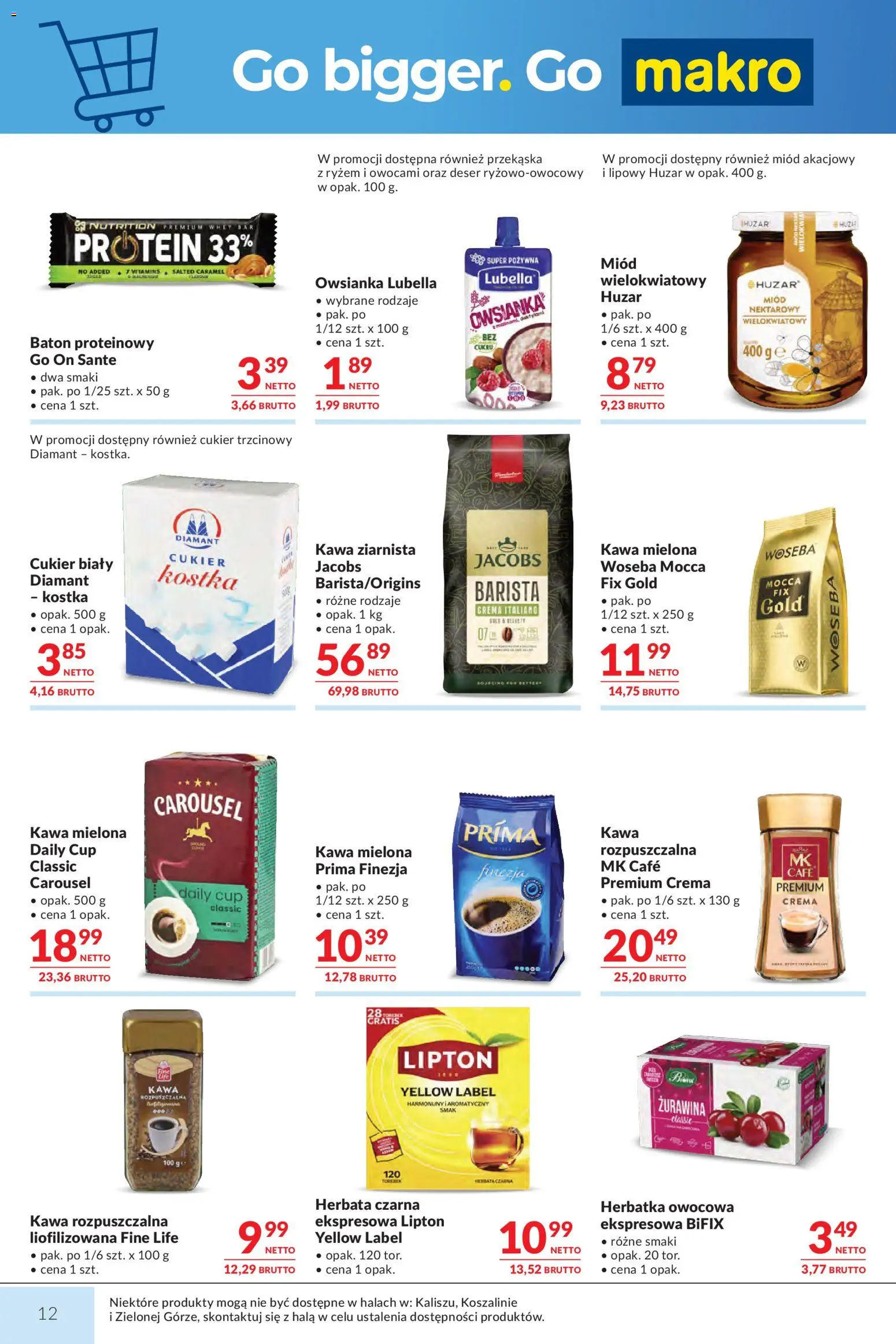 Makro gazetka od 01.09.2026 | Strona: 12 | Produkty: Owsianka, Kawa mielona Prima, Cukier trzcinowy, Herbata