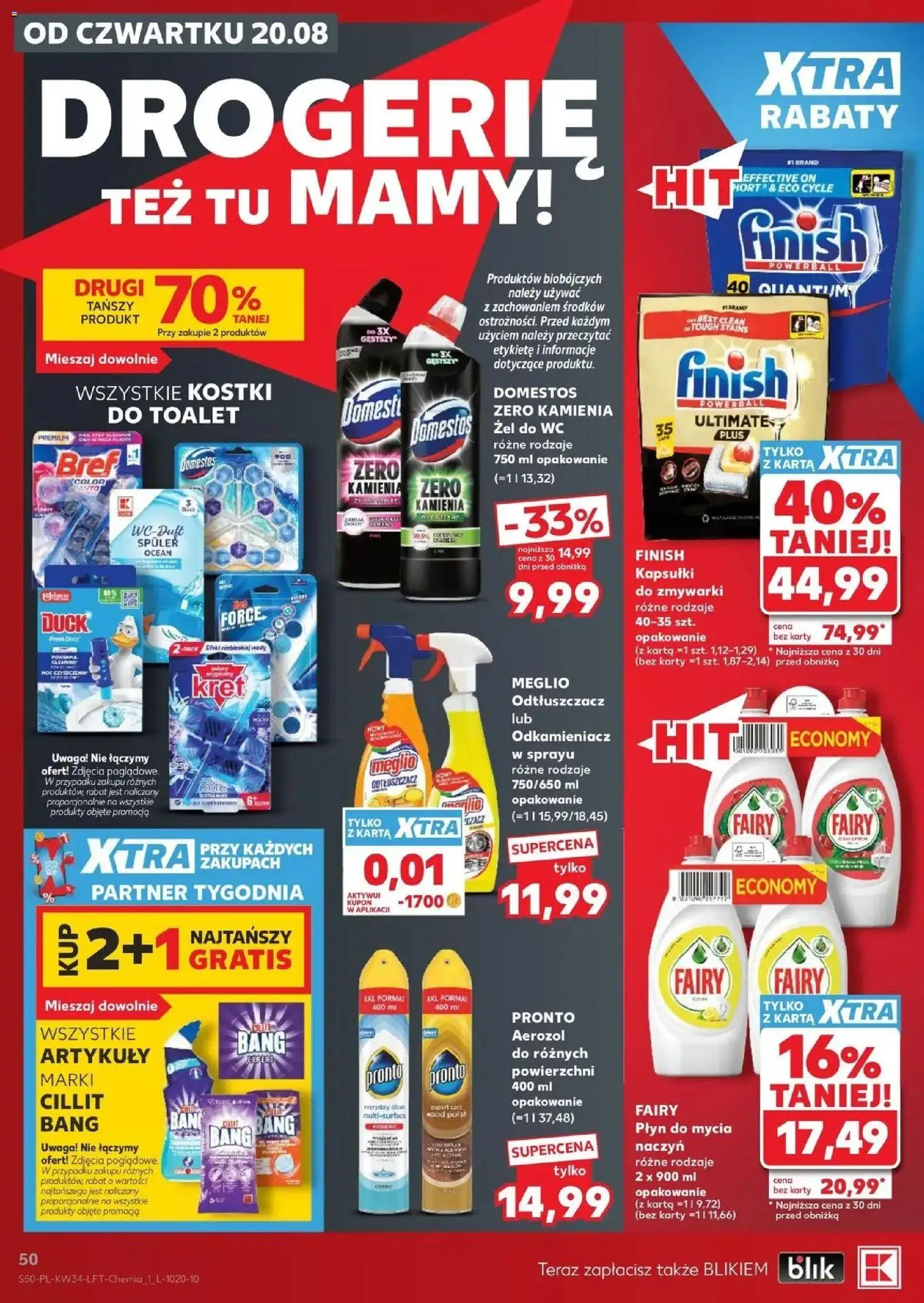 Kaufland gazetka od 20.08.2026 - od jutra PDF | Strona: 50 | Produkty: Karta, Cillit bang, Fairy, Płyn do mycia naczyń