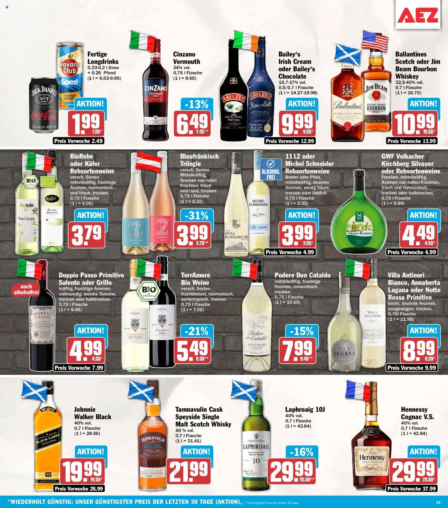 AEZ Prospekt – gültig ab 26.10.2026 | Seite: 13 | Produkte: Cola, Jack Daniel's, Doppio Passo, Baileys