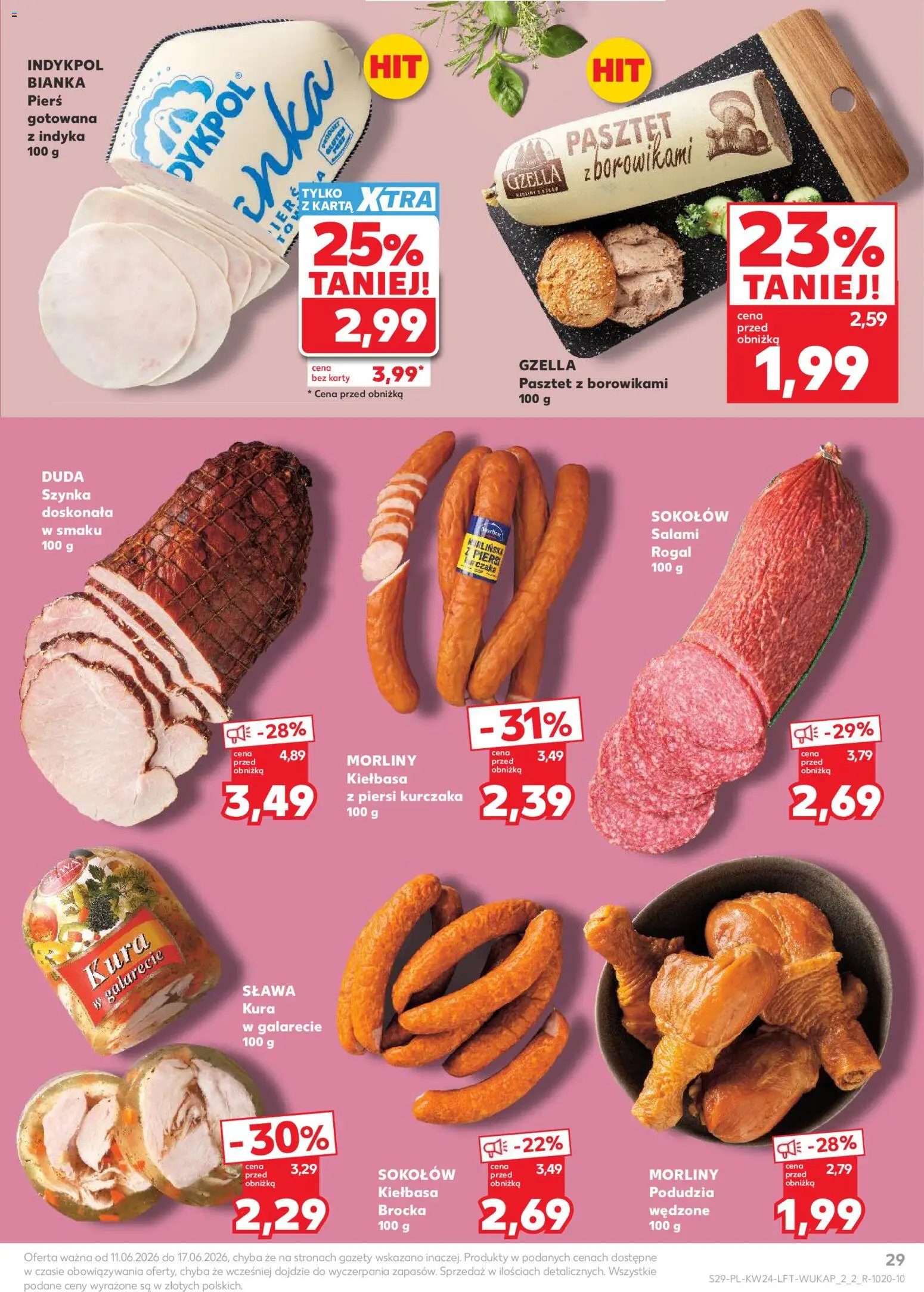 Kaufland gazetka od 11.06.2026 | Strona: 29 | Produkty: Kiełbasa, Karta, Piersi, Szynka