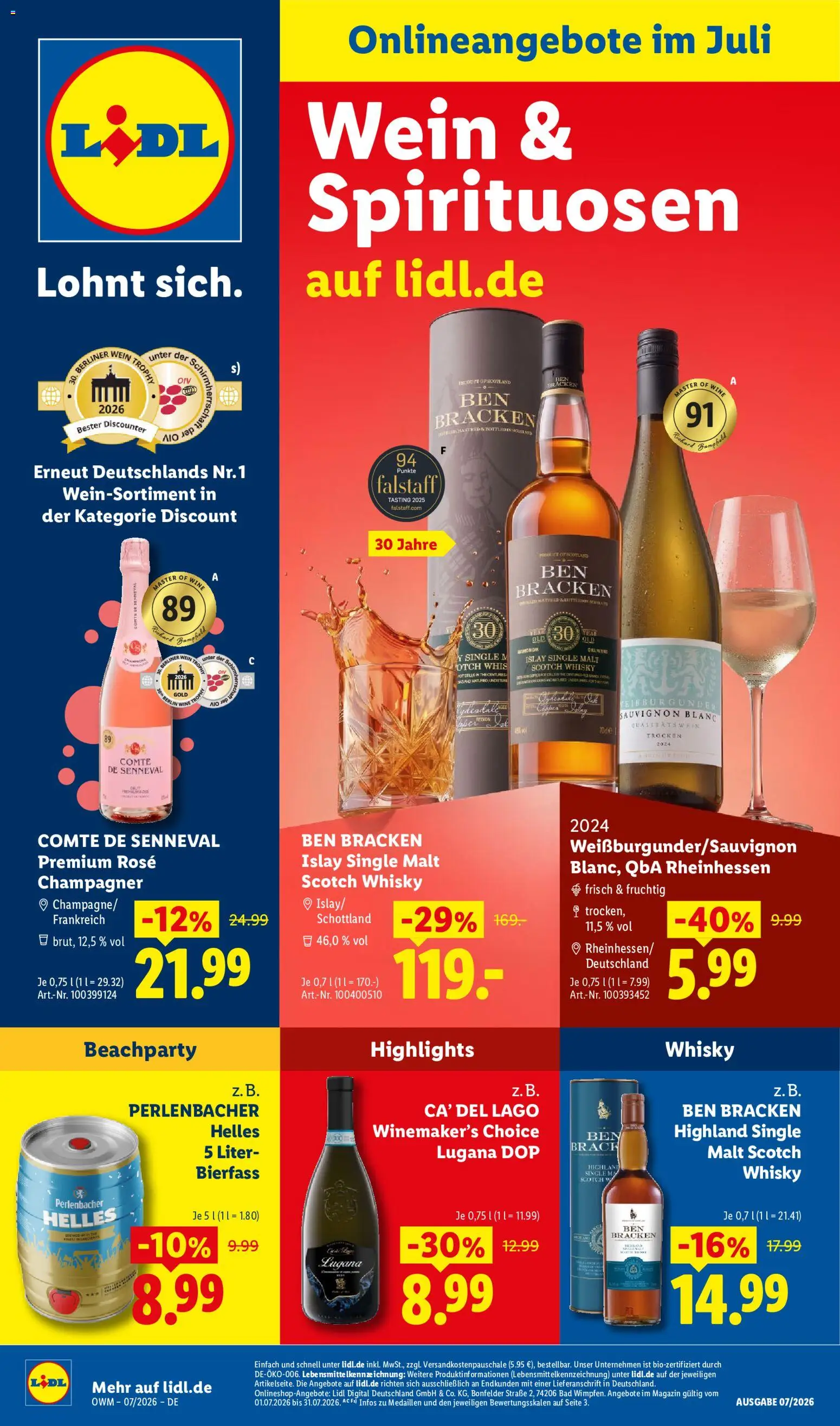 Lidl Prospekt – gültig ab 01.07.2026 | Seite: 1 | Produkte: Berliner, Whisky, Magazin, Wein