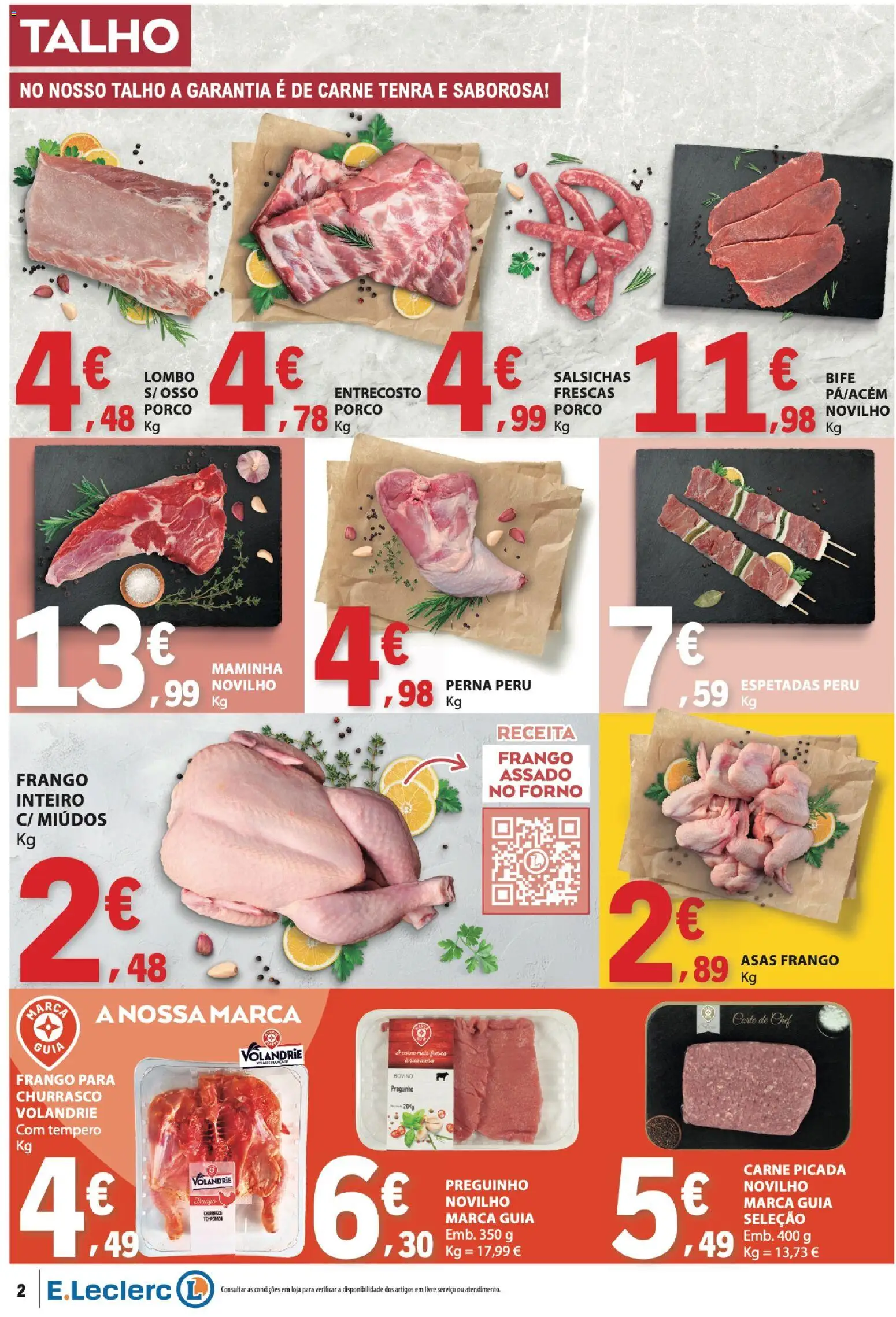 E.Leclerc folheto │ válido de 27/08/2026 | Página: 2 | Produtos: Frango, Carne picada, Lombo, Carne