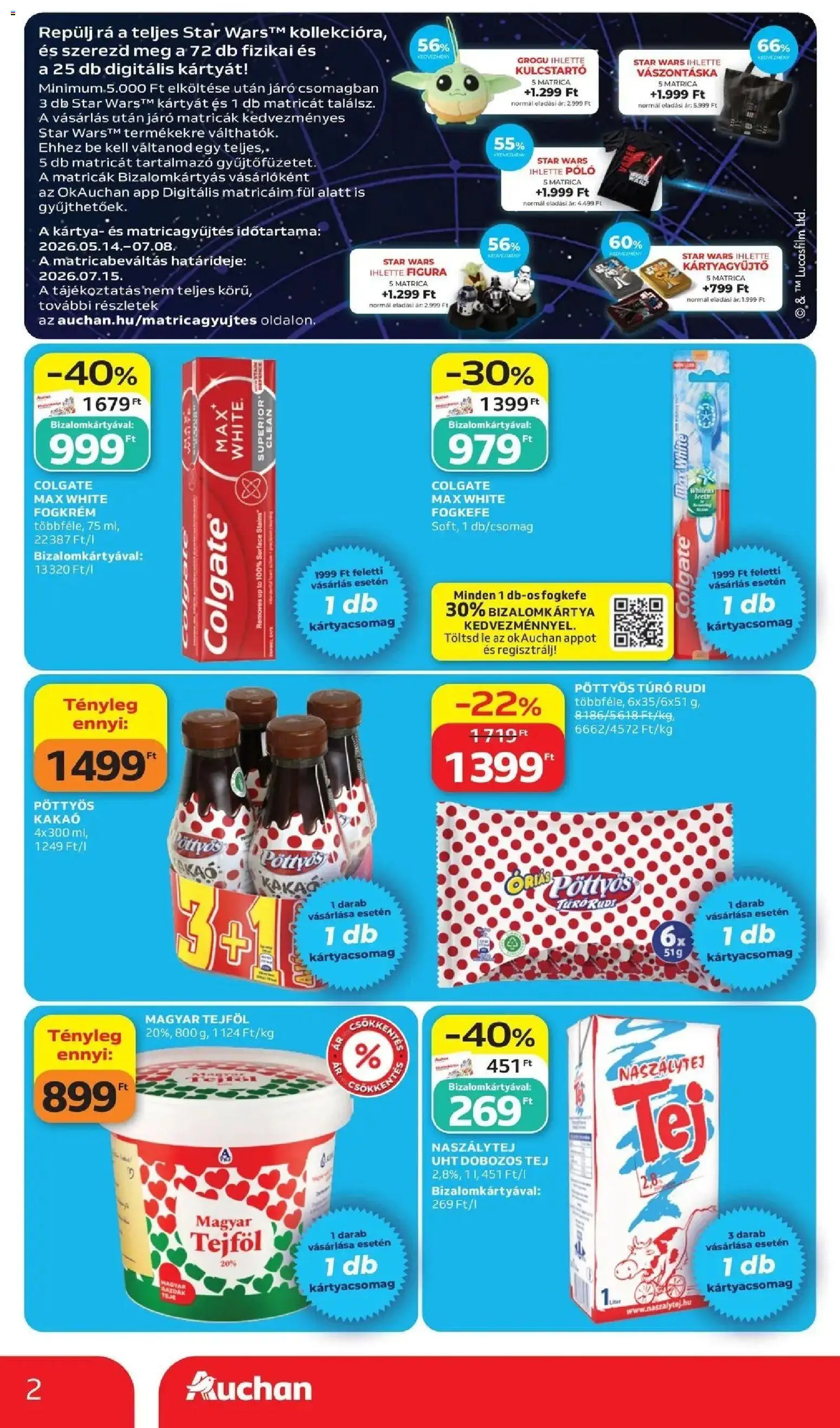 Auchan akciós ujság - amely érvényes a következő dátumtól: 11.06.2026 | Oldal: 2 | Termékek: Túró rudi, Fogkrém, Fogkefe, Túró
