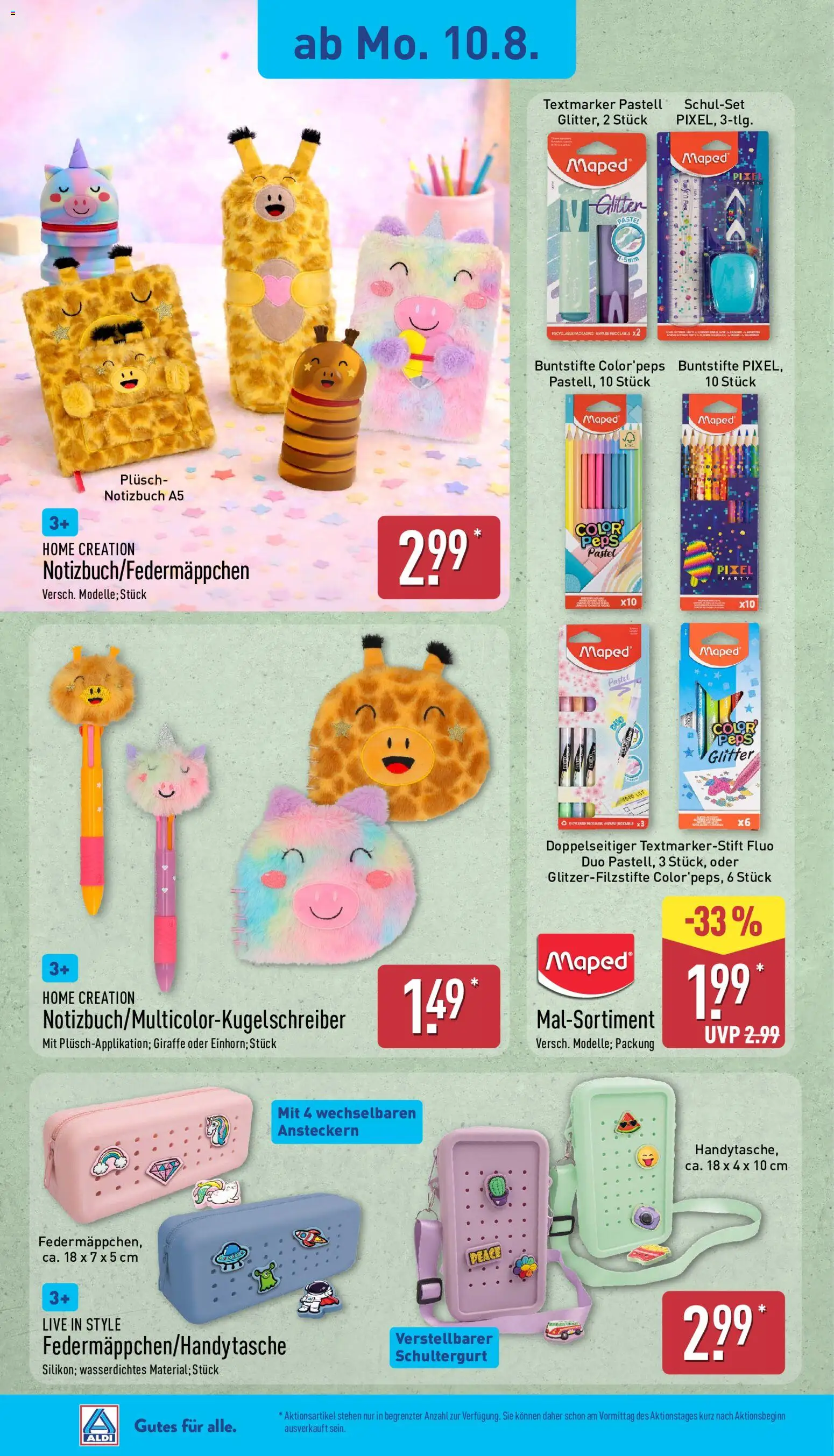 Aldi Prospekt – gültig ab 10.08.2026 | Seite: 18 | Produkte: Notebook, Highlighter, Home creation, Notizbuch