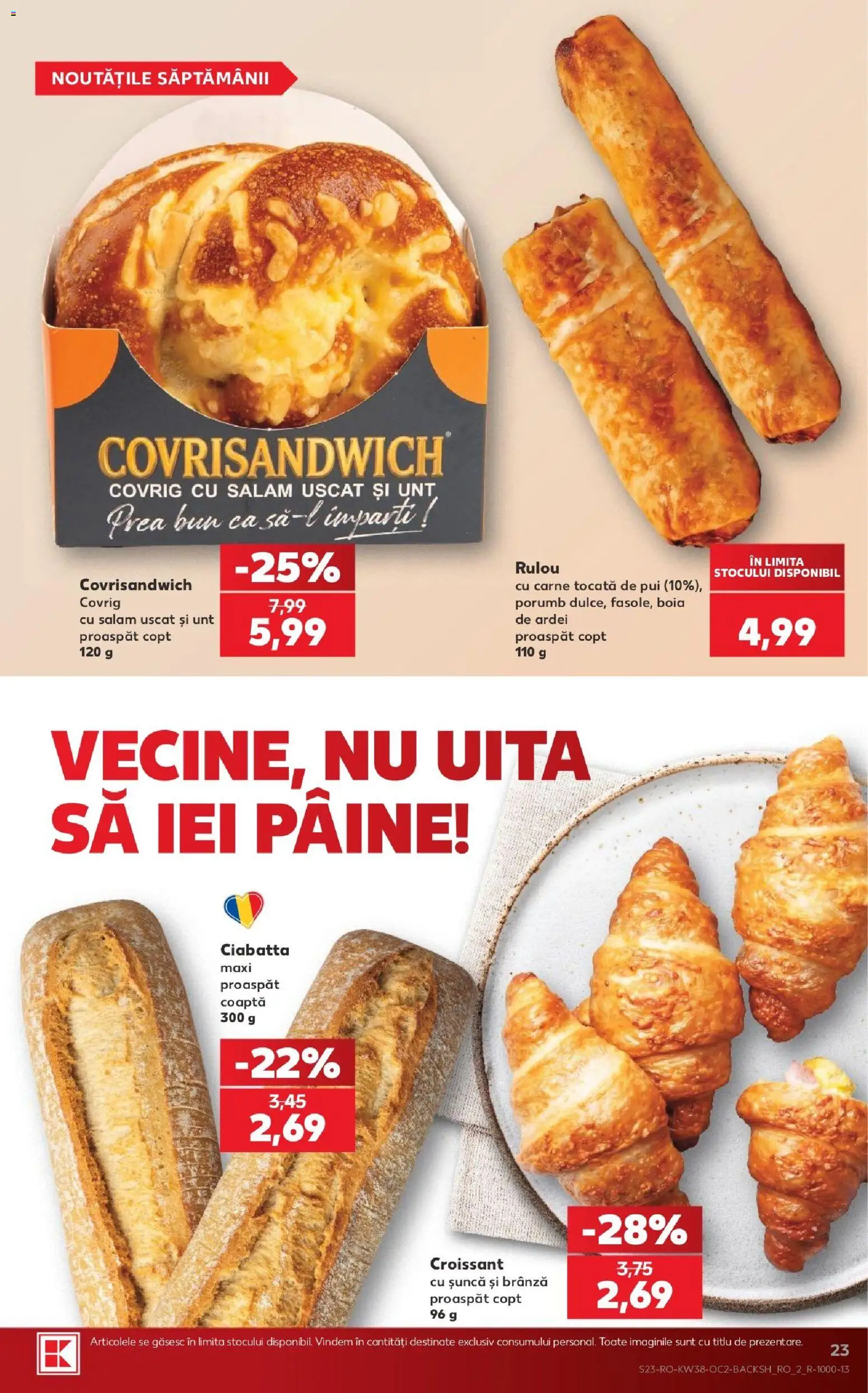 Kaufland Miercurea Ciuc 16.09.2026 - Revista si Oferta | Pagină: 23 | Produse: Carne Tocată de Pui, Unt, Pâine, Salam