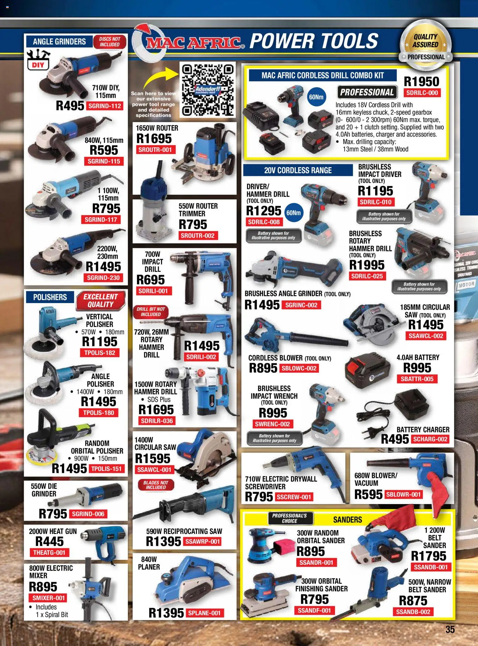 New Adendorff catalogue – valid from 01/07/2026 | Page: 37 | Products: Drill, Reciprocating saw, Battery, Charger