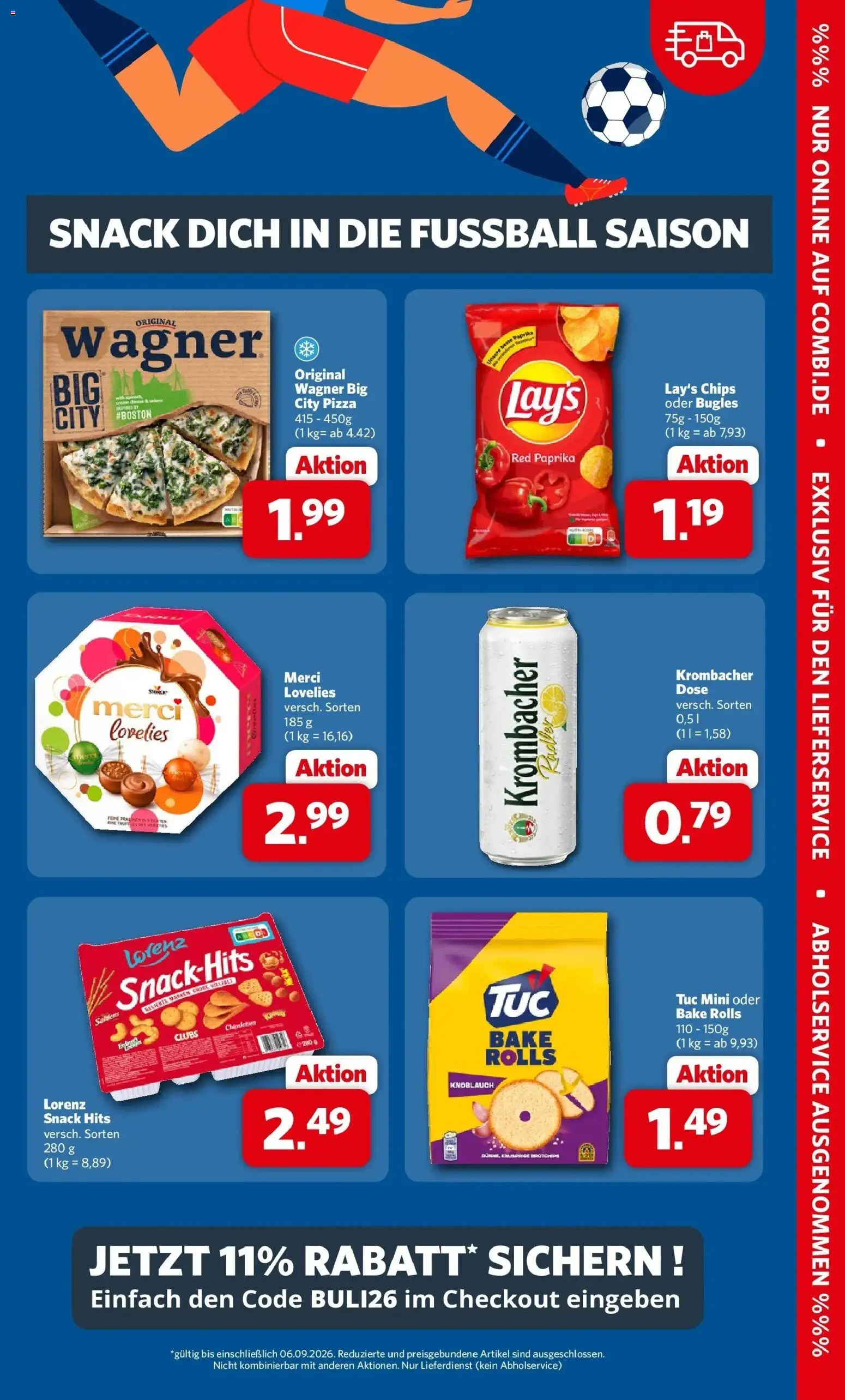 Combi Prospekt Weener (ab 31.08.2026) zum Blättern | Seite: 31 | Produkte: Fußball, Krombacher, Pizza, Chips