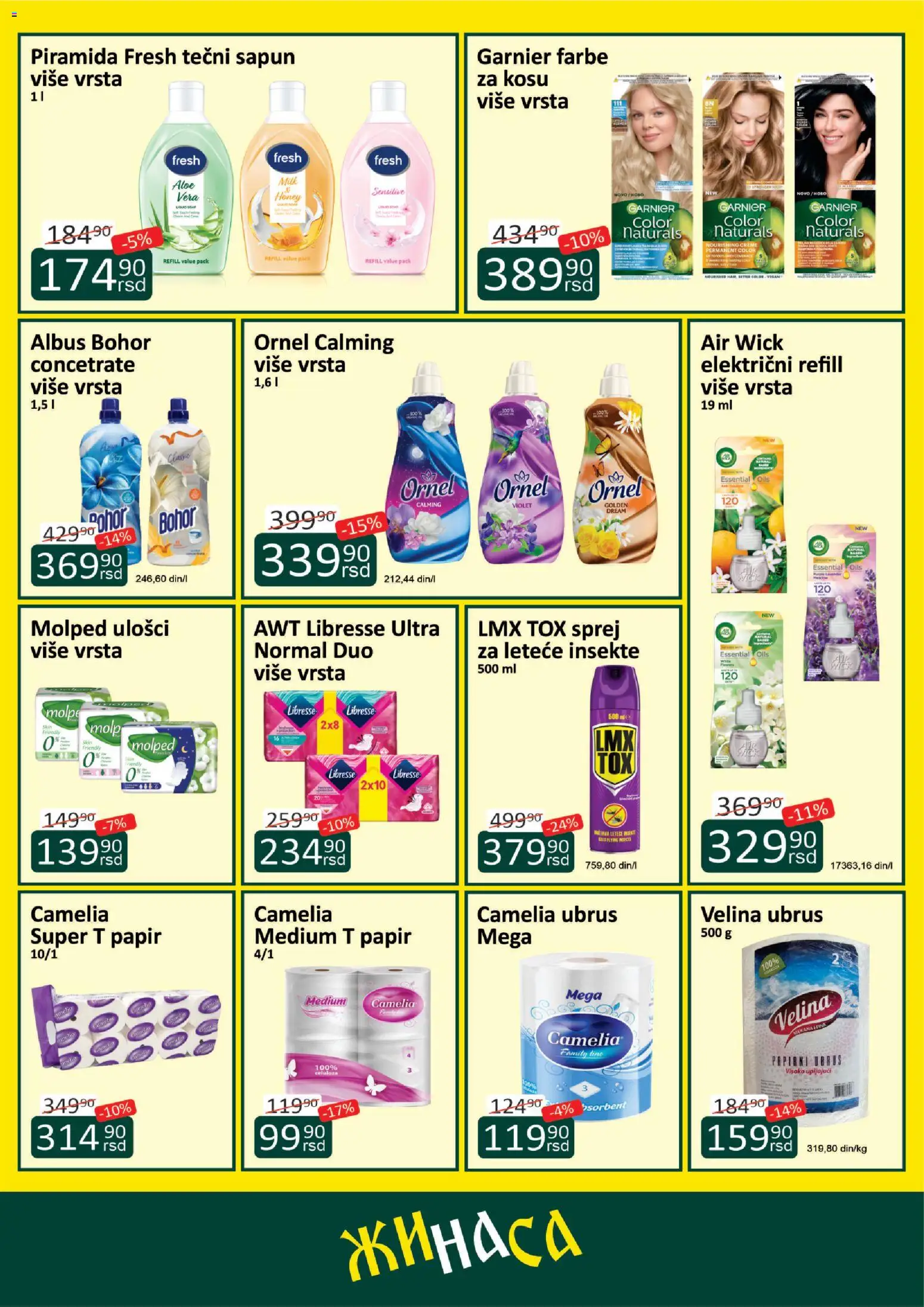 ŽINASA katalog - važi od 01.07.2026 | Strana: 8 | Proizvode: Tečni sapun, Garnier, Air wick, Ubrus