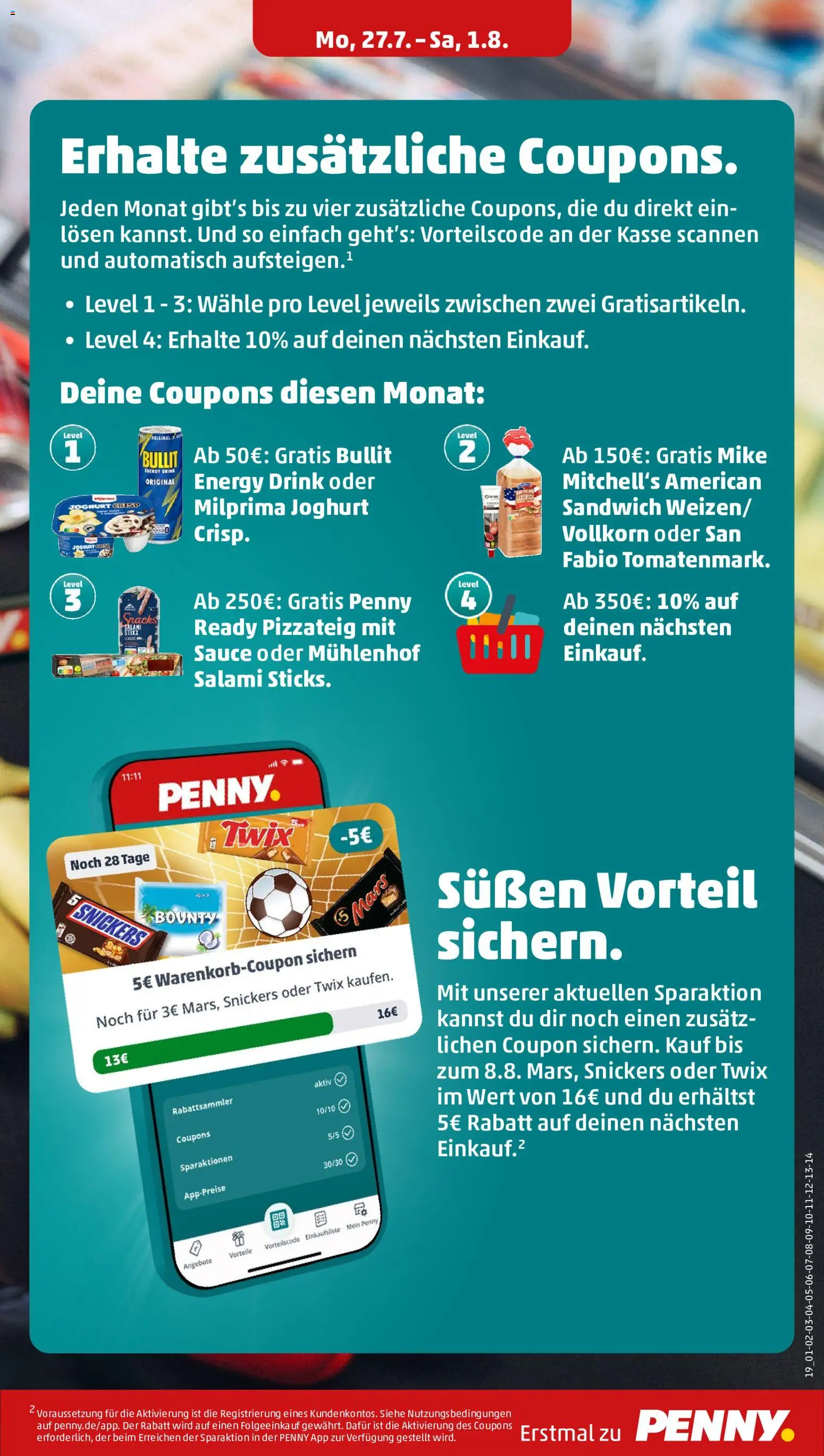 Penny Prospekt – gültig ab 27.07.2026 | Seite: 23 | Produkte: Energy, Snickers, Mars, Twix