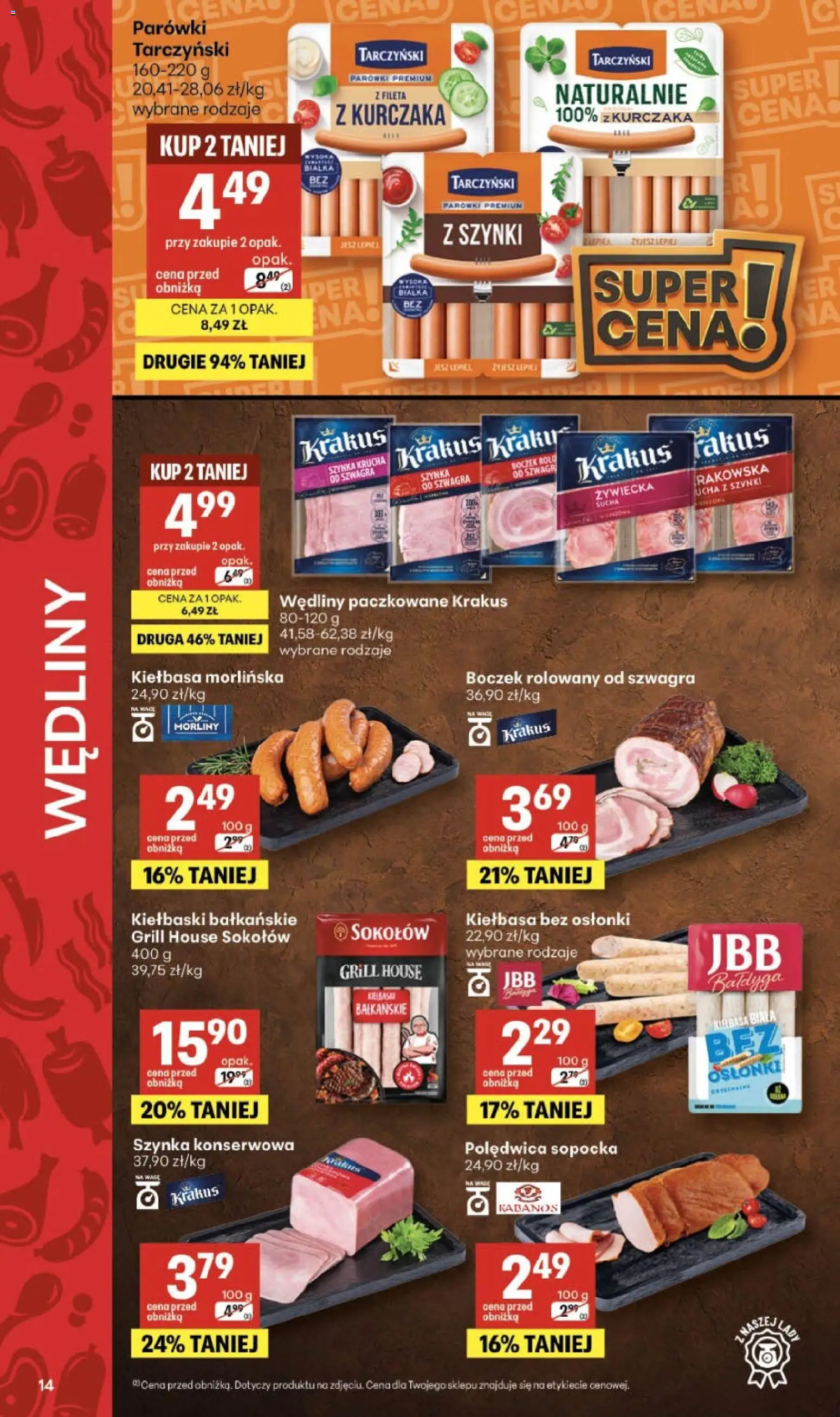 Delikatesy Centrum gazetka od 11.06.2026 | Strona: 14 | Produkty: Kiełbasa, Kiełbaski, Szynka, Wędliny
