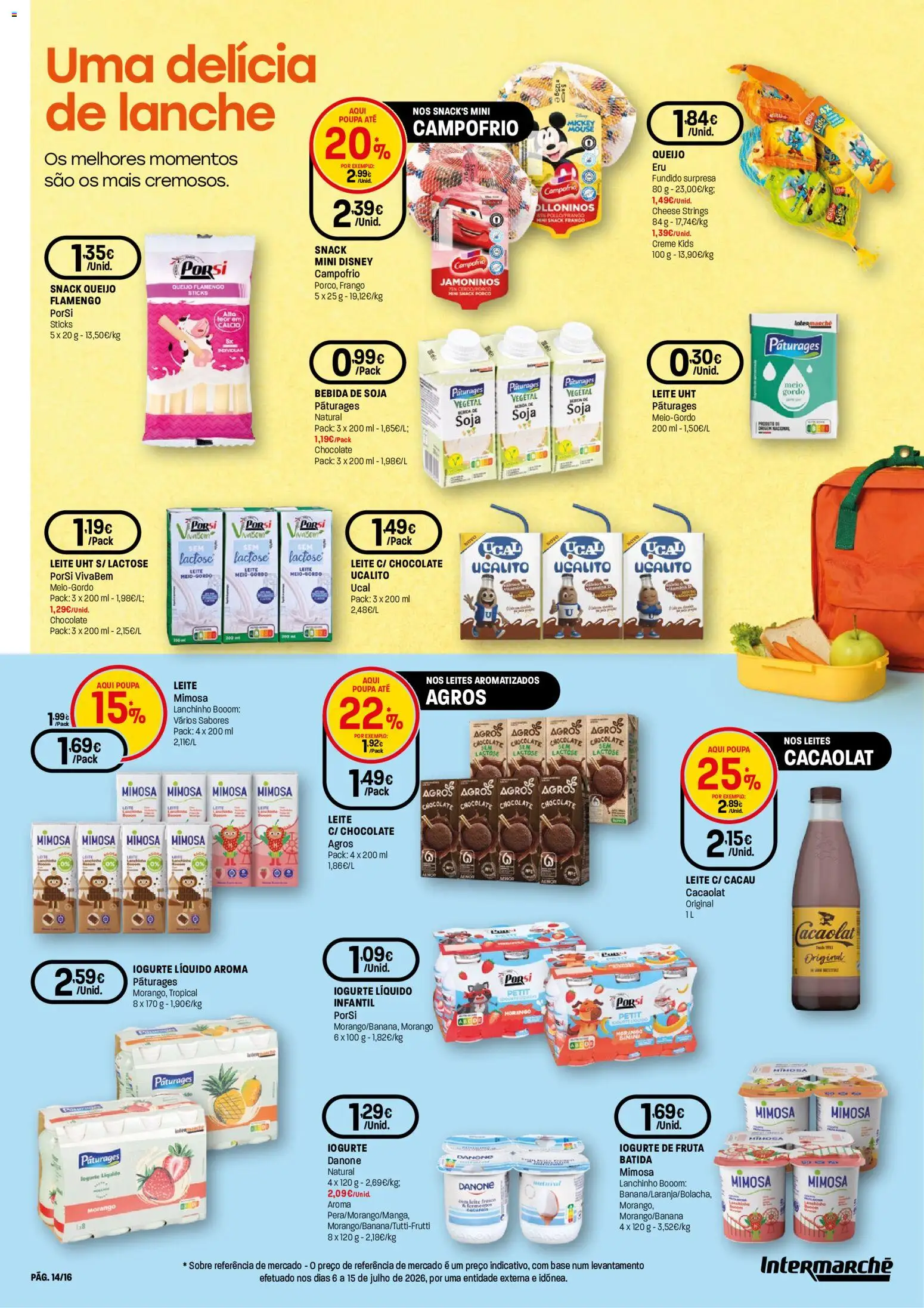 Intermarché Especial Regresso às Aulas │ válido de 20/08/2026 | Página: 14 | Produtos: Frango, Leite UHT, Chocolate, Iogurte liquido