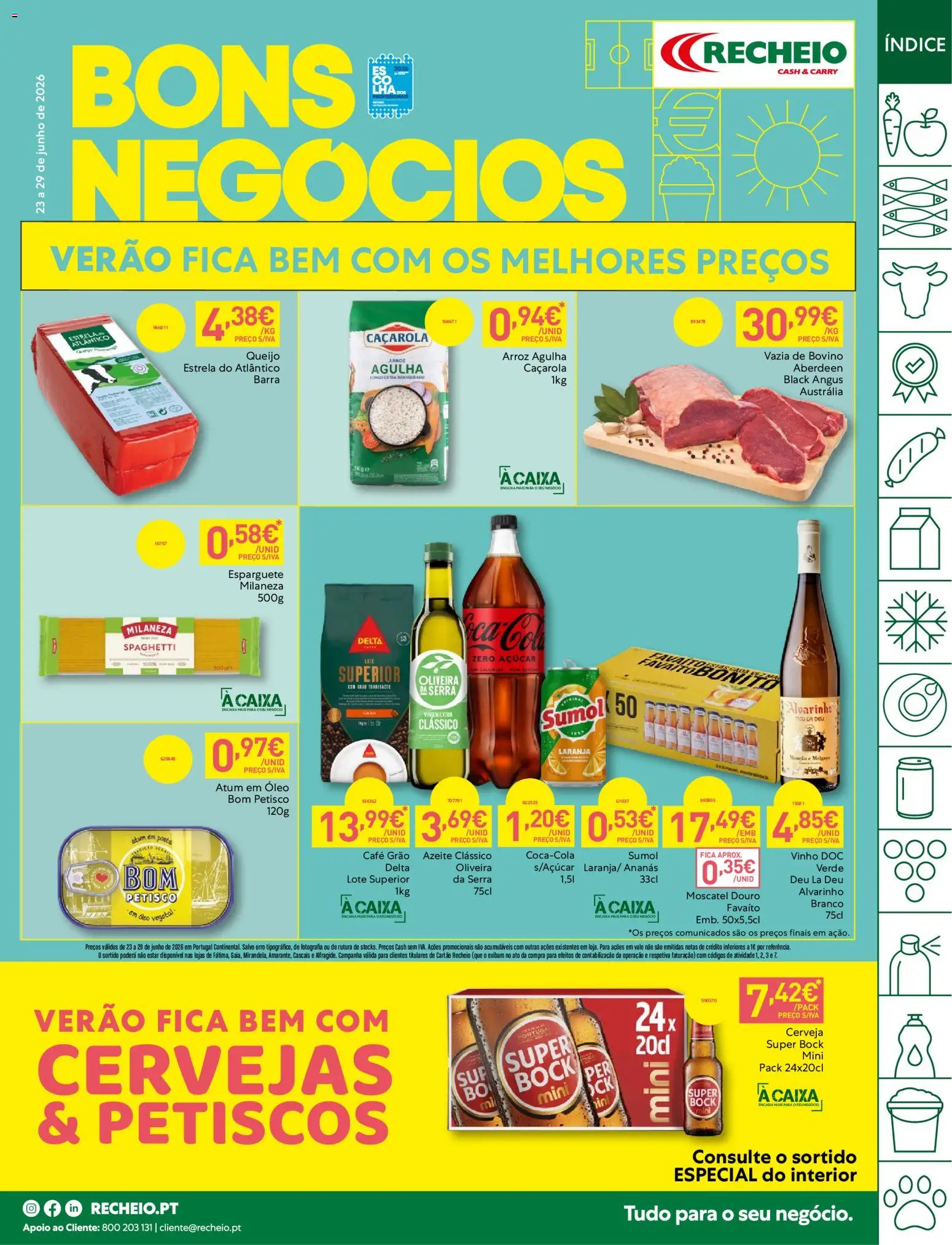 Recheio folheto │ válido de 23/06/2026 | Página: 1 | Produtos: Milaneza, Super bock, Óleo, Vinho