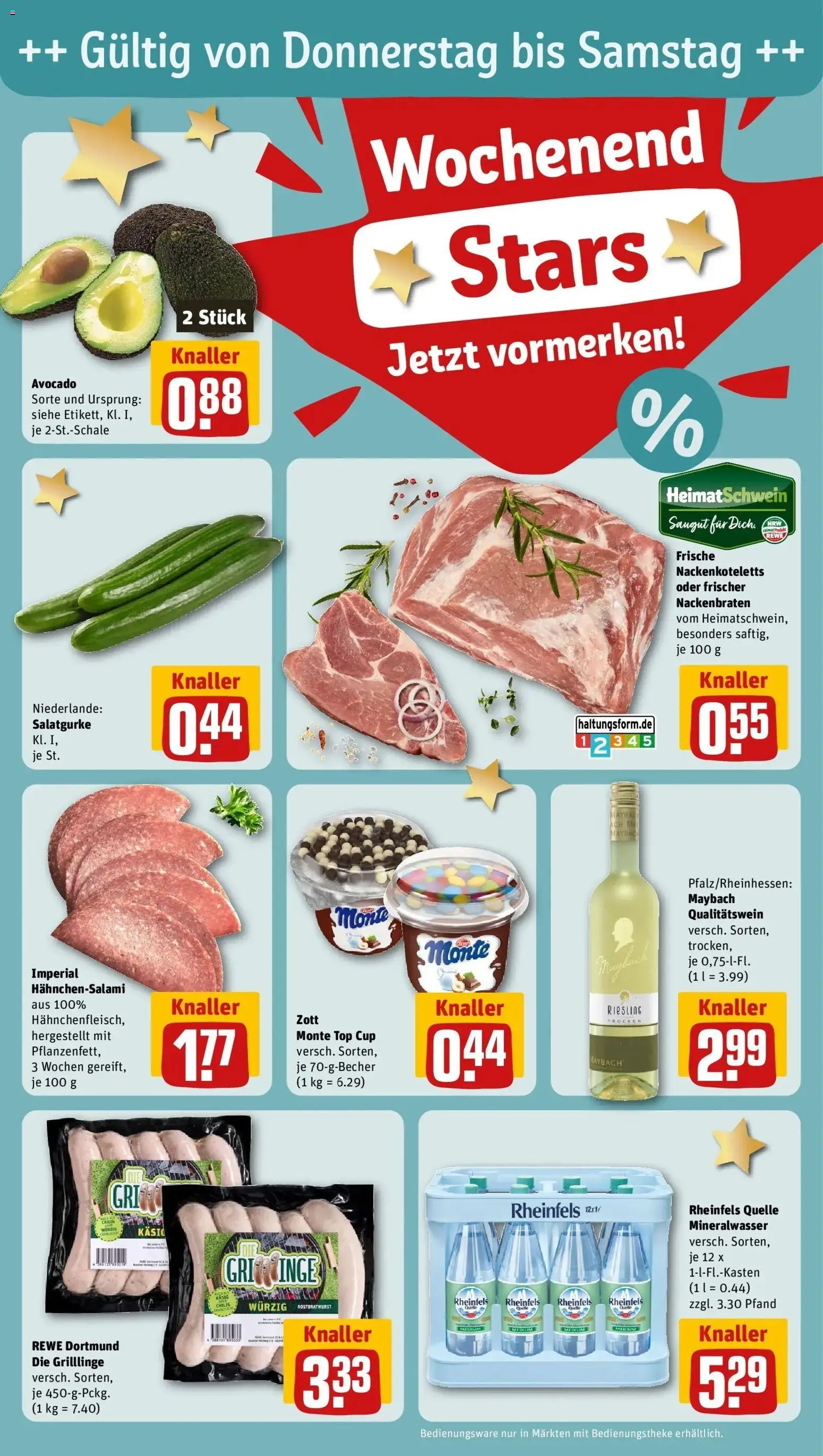 REWE Prospekt ab 04.05.2026 zum Blättern » Angebote | Seite: 33 | Produkte: Top, Mineralwasser, Avocado, Rheinfels quelle
