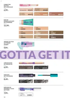 Vista previa Catálogo AVON campaña 10 válido desde el 01/10/2026 | Página: 58 | Productos: Máscara, Lápiz de cejas, Base de maquillaje, Máscara de pestañas