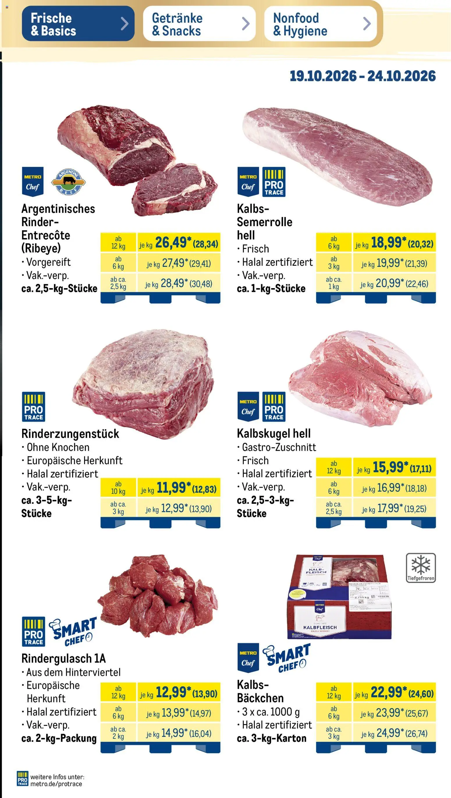 Metro Prospekt – gültig ab 19.10.2026 | Seite: 3 | Produkte: Rindergulasch, Entrecote, Fleisch