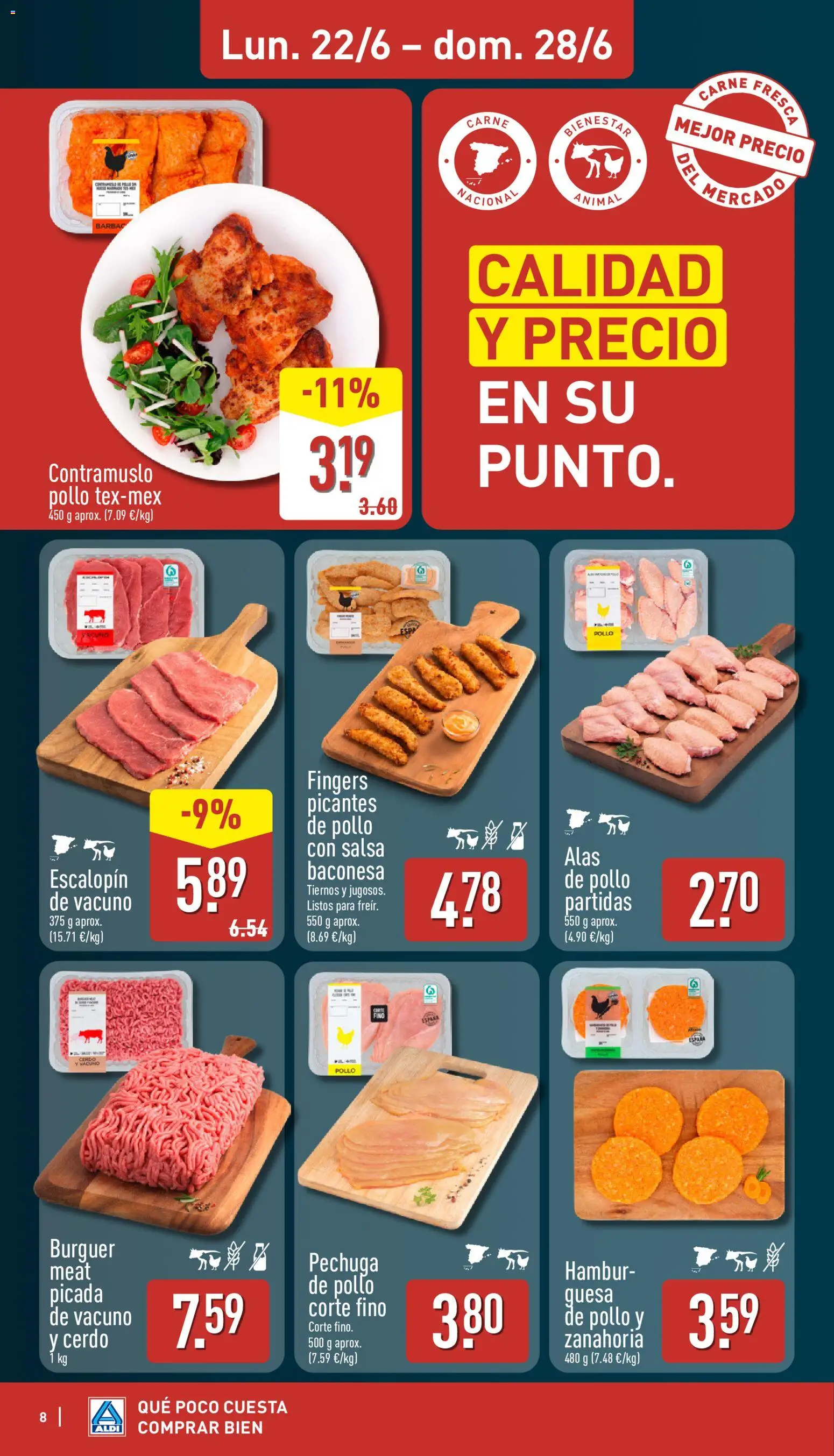 Aldi folleto Península │ válido desde el 22.06.2026 | Página: 8 | Productos: Cerdo, Zanahoria, Σοκολατούχο γάλα