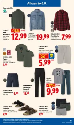 Lidl-mainoslehti voimassa 06/08/2026 alkaen | Sivu: 19 | Tuotteet: Neuletakki, Shortsit, Bokserit, Sandaalit