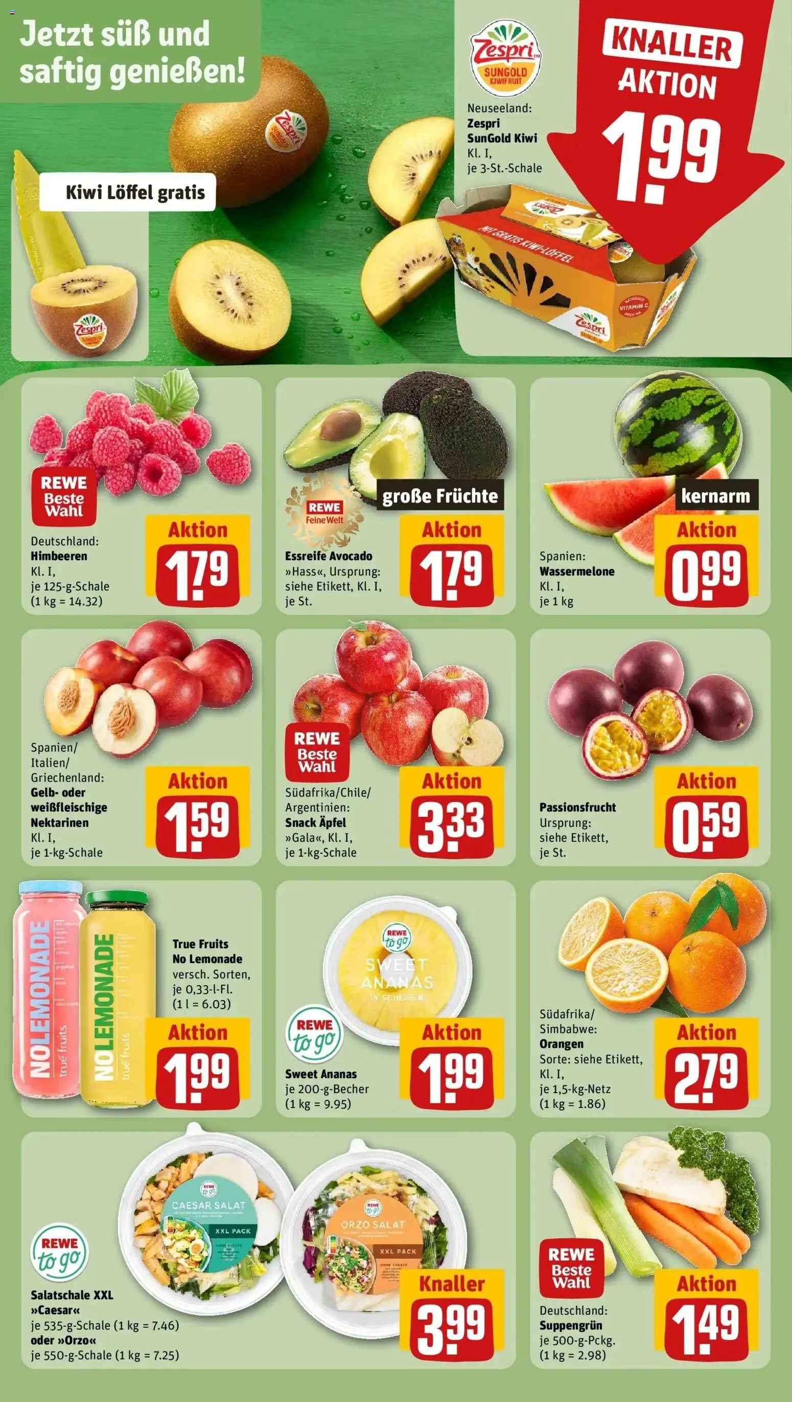 REWE Prospekt ab 10.08.2026 zum Blättern » Angebote | Seite: 4 | Produkte: Nektarinen, Avocado, Wassermelone, Salat