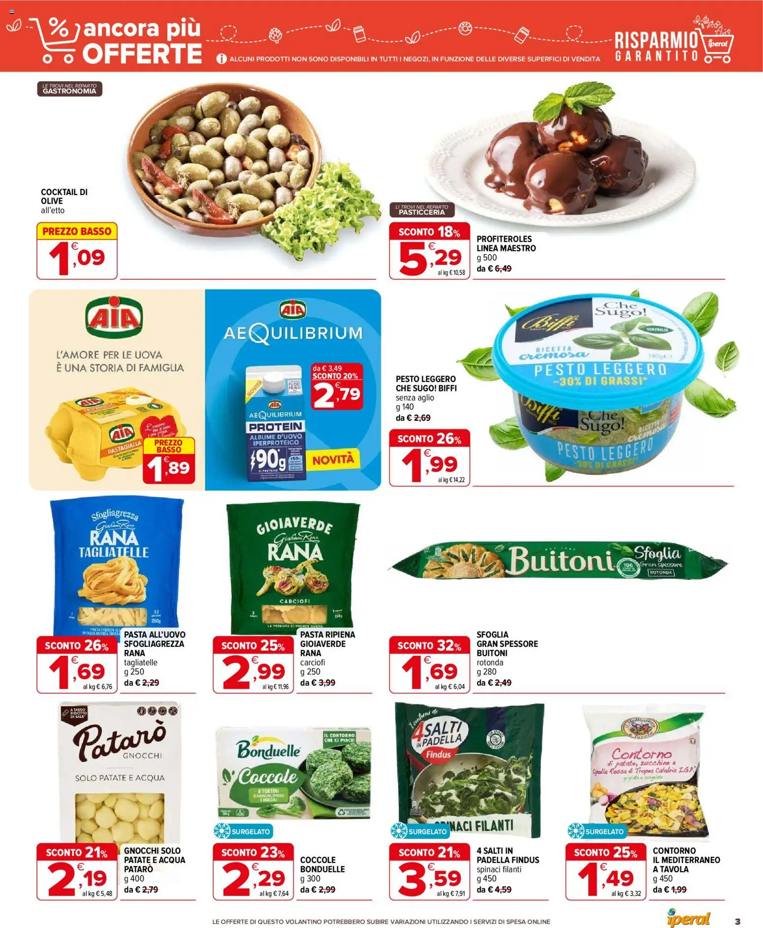 Volantino Iperal del 14/10/2026 | Pagina: 3 | Prodotti: Acqua, Aglio, Spinaci, Gnocchi