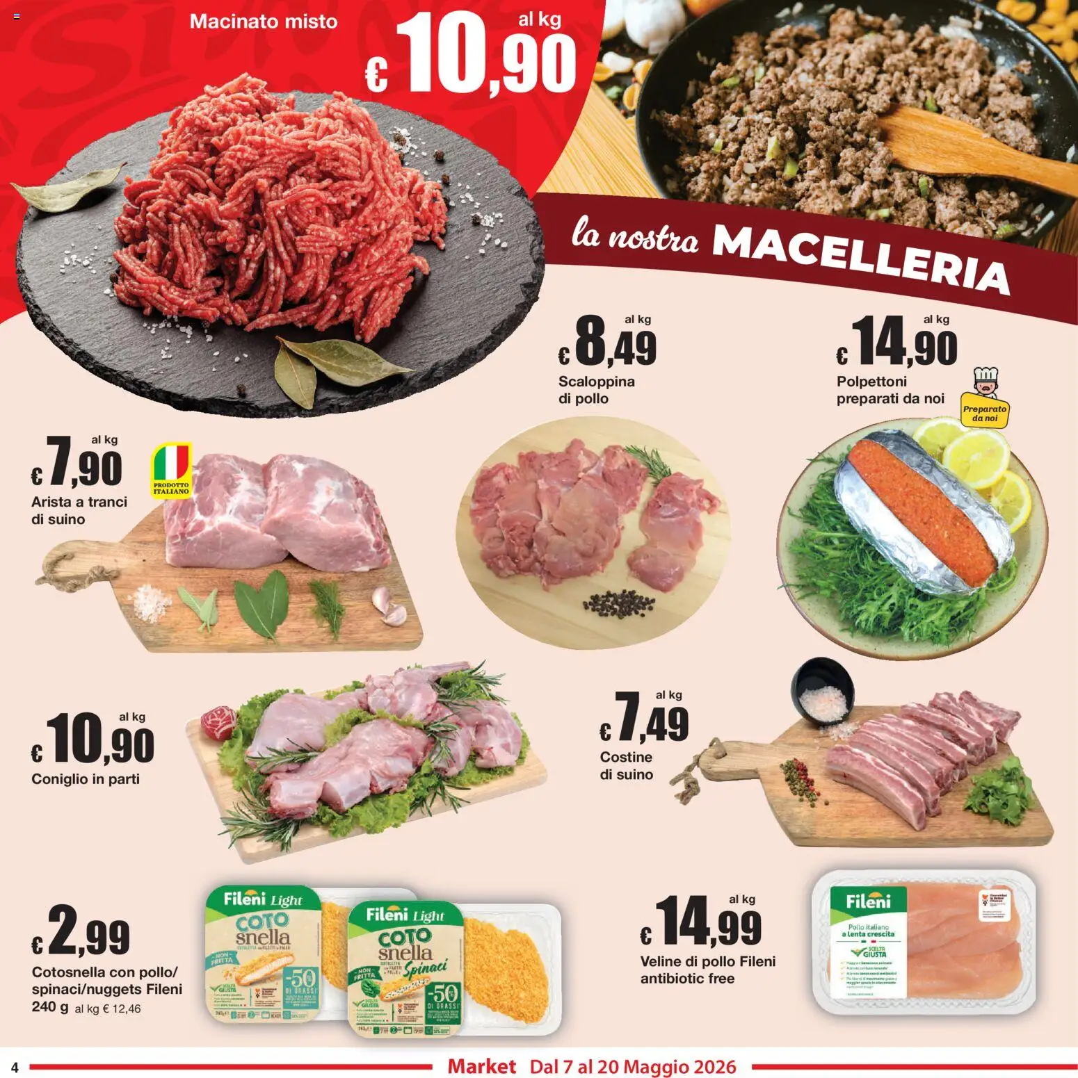 Volantino Sì con Te del 07.05.2026 | Pagina: 4 | Prodotti: Pollo, Veline, Spinaci, Macinato