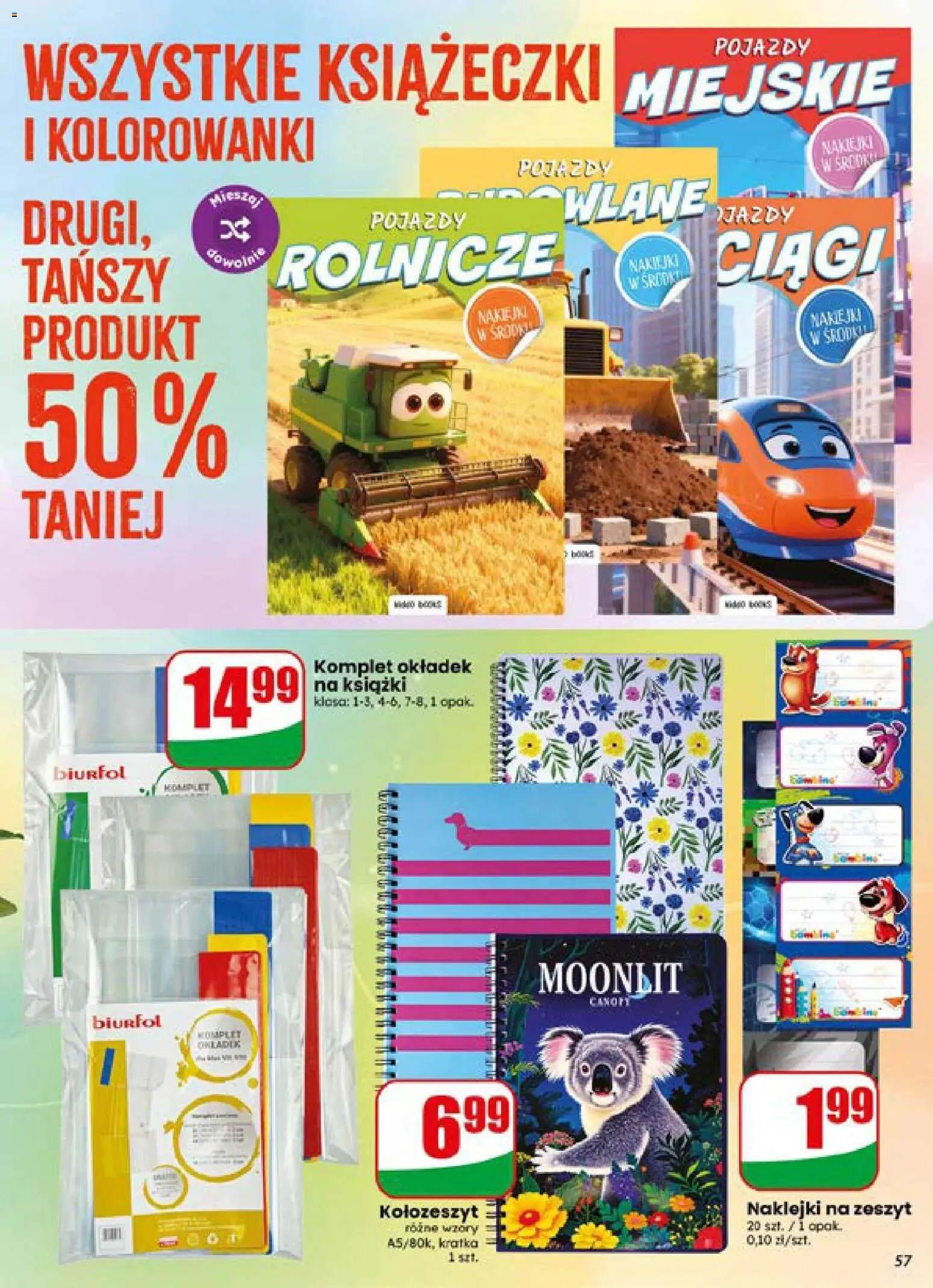 Dino gazetka od 15.07.2026 | Strona: 57 | Produkty: Zeszyt, Książki, Naklejki