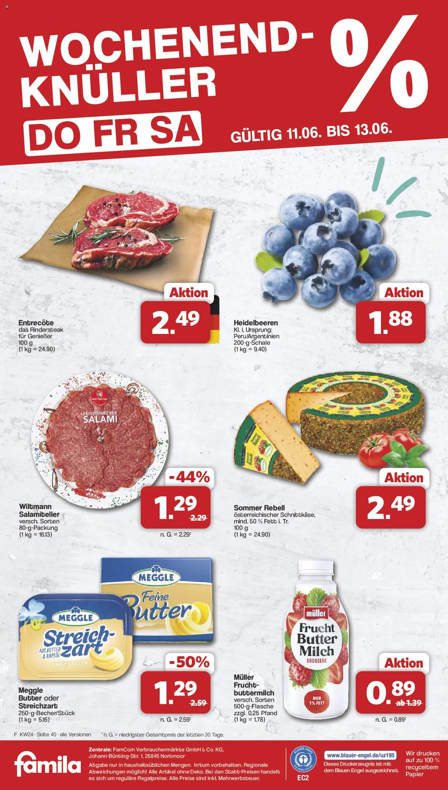Famila Nordwest Prospekt – gültig ab 08.06.2026 | Seite: 42 | Produkte: Buttermilch, Milch, Butter, Rapsöl