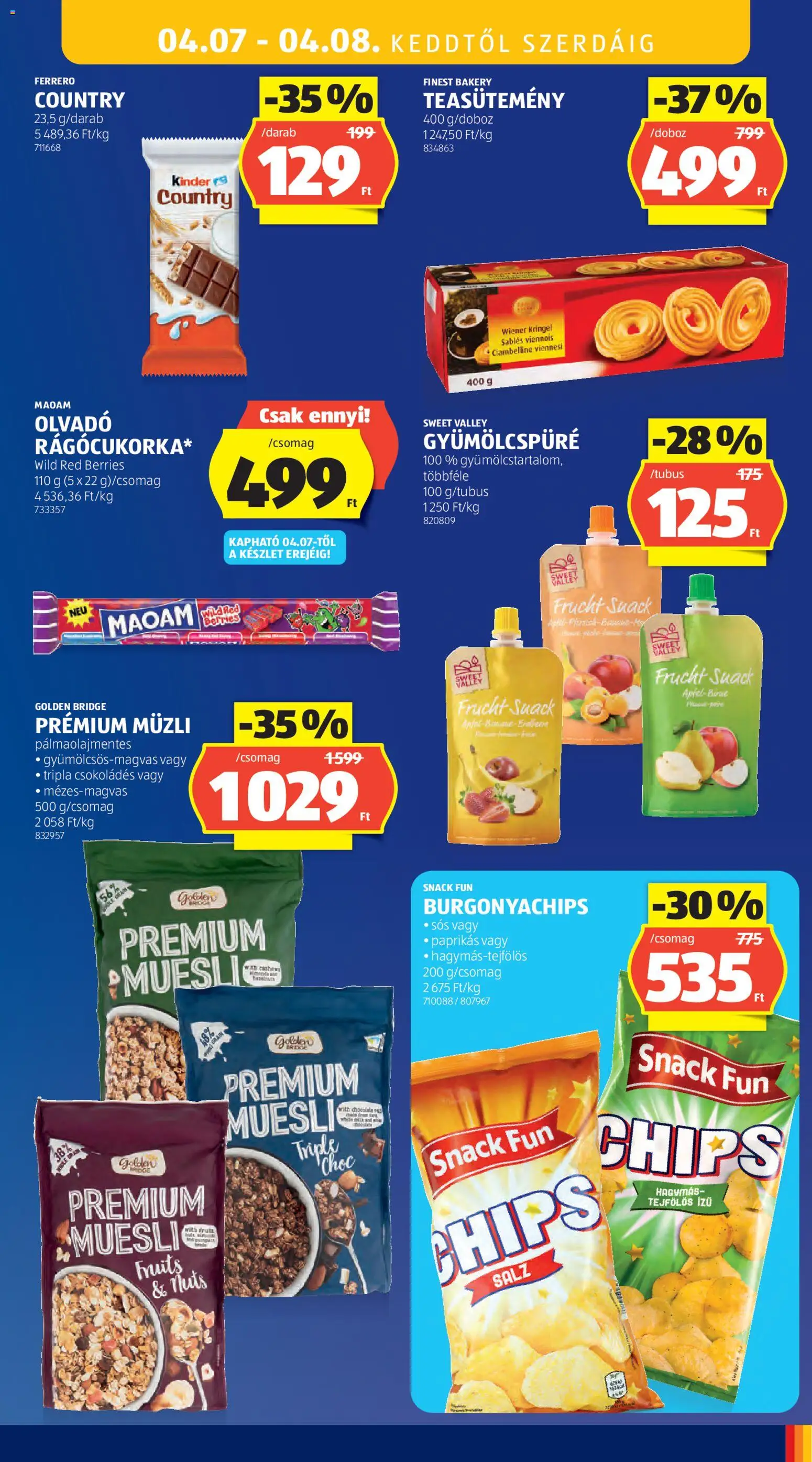Aldi akciós ujság - amely érvényes a következő dátumtól: 2026.04.02. | Oldal: 43 | Termékek: Chips, Müzli, Teasütemény