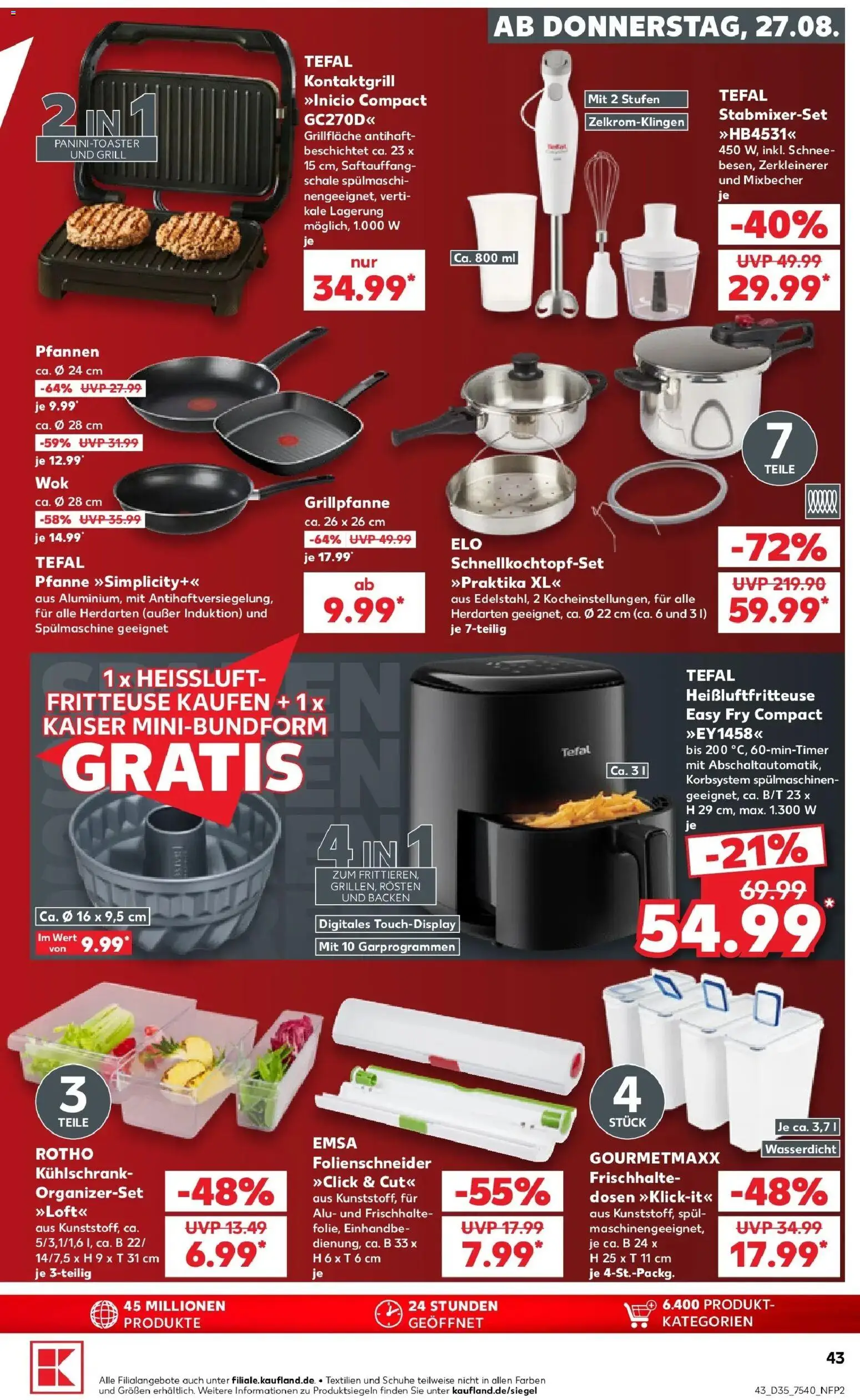 Prospekt Kaufland ab 24.08.2026 » Angebote Online zum Blättern | Seite: 54 | Produkte: Grill, Kühlschrank, Fritteuse, Heißluftfritteuse