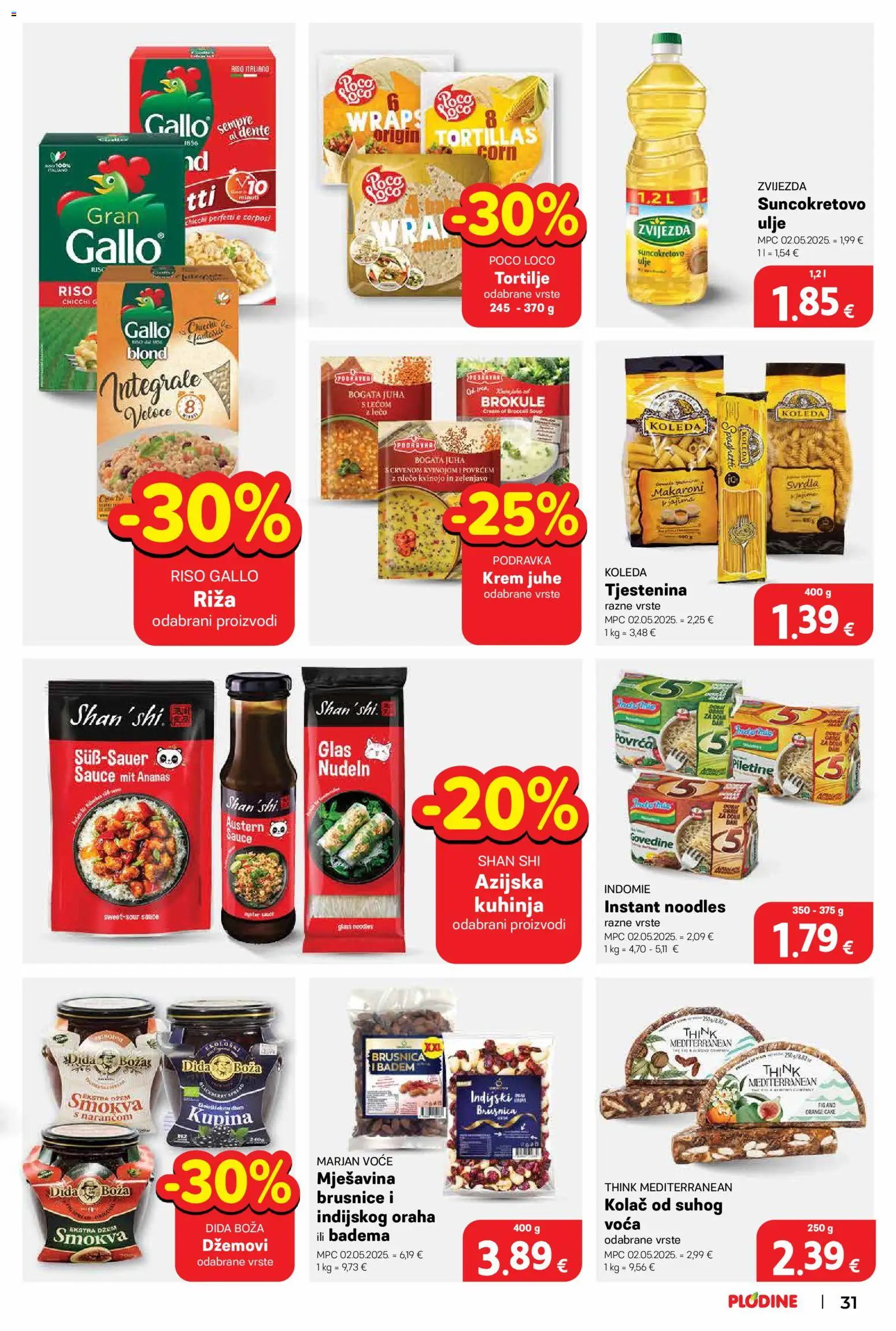 Plodine katalog | vrijedi od 08.07.2026 | Stranica: 31 | Proizvodi: Suncokretovo ulje, Podravka, Ananas, Tjestenina