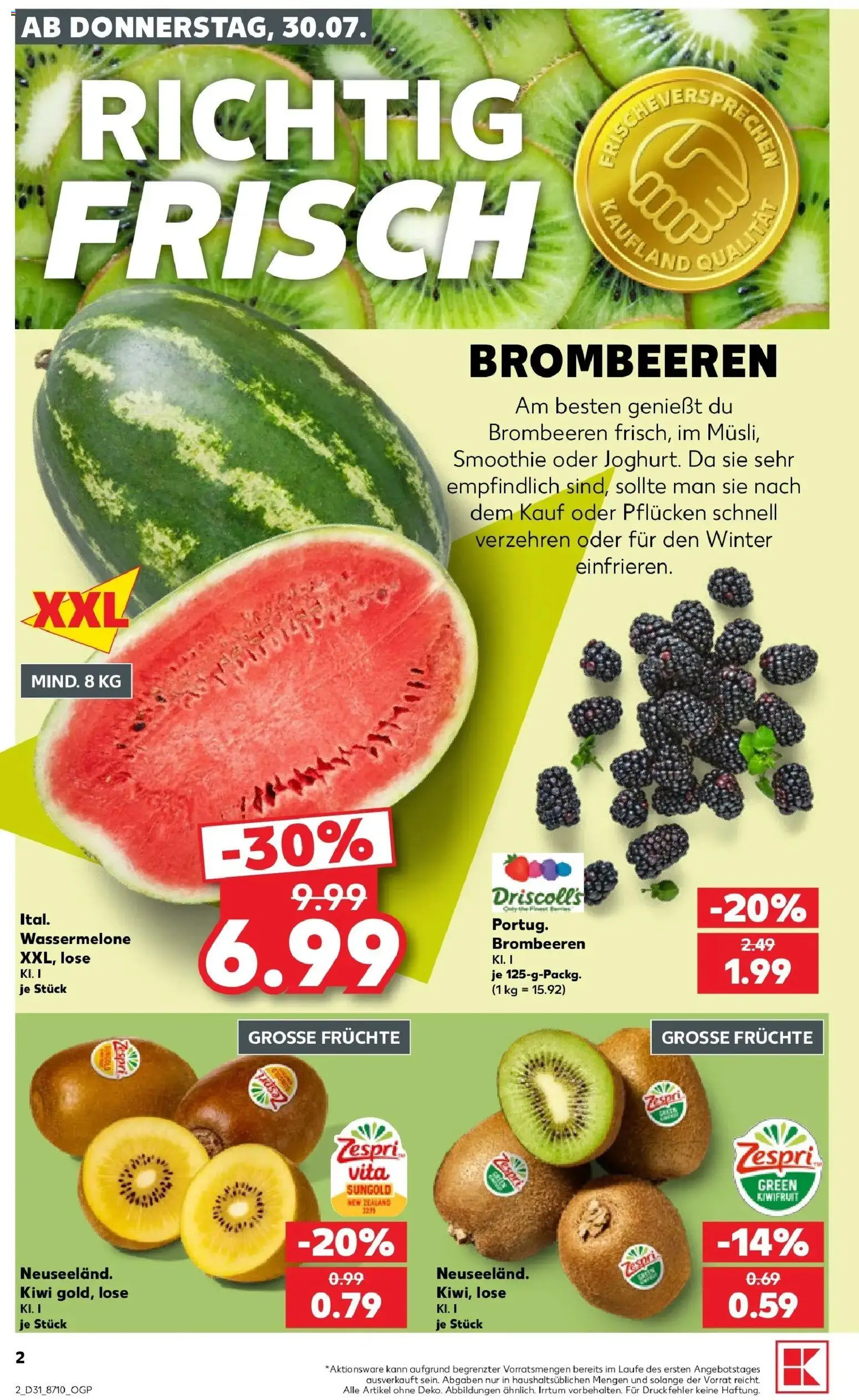 Kaufland Prospekt Weiden In Der Oberpfalz – gültig ab 30.07.2026 | Seite: 2 | Produkte: Wassermelone, Kiwi